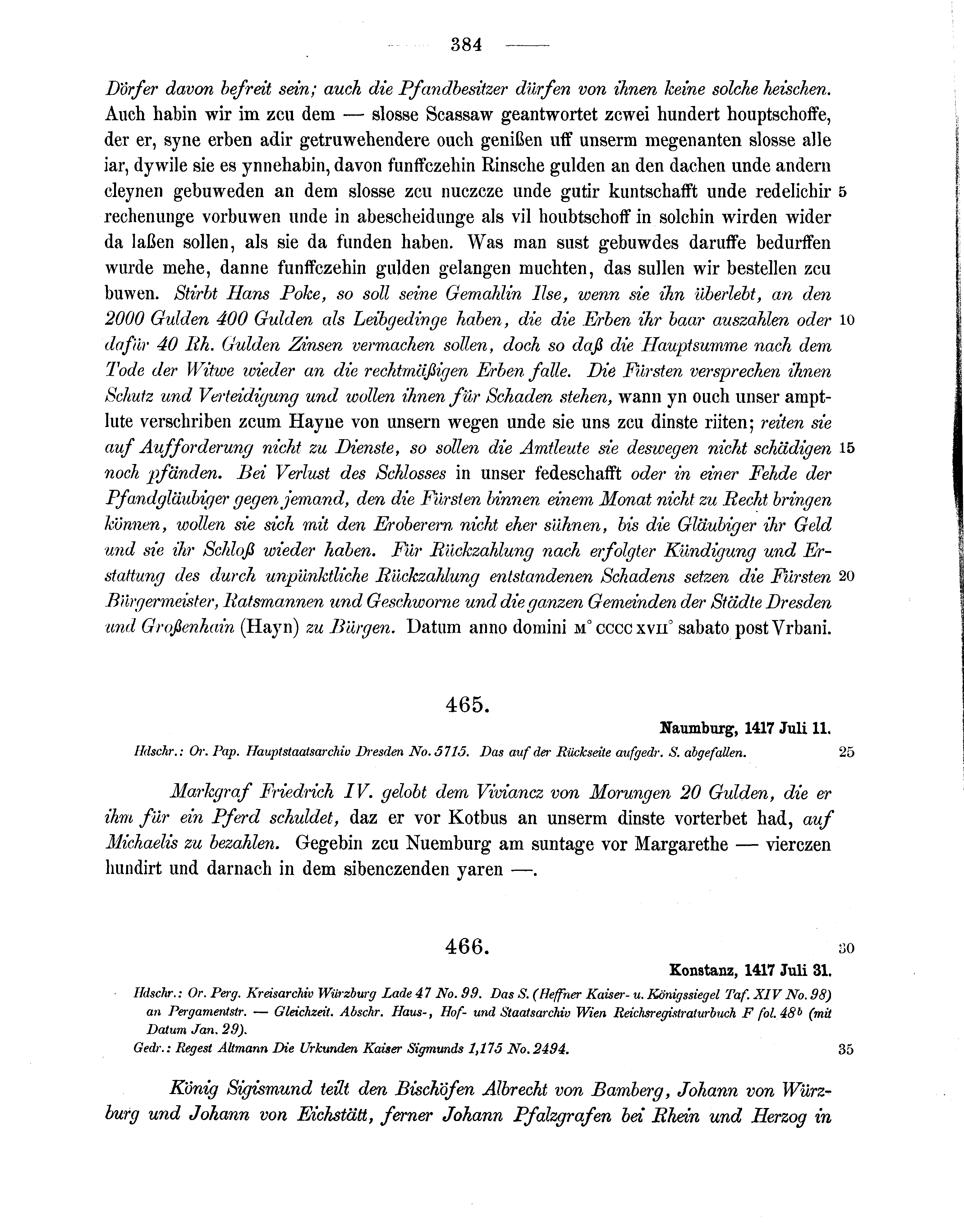 Historische Urkunde Seite 384 aus Band cds1b3