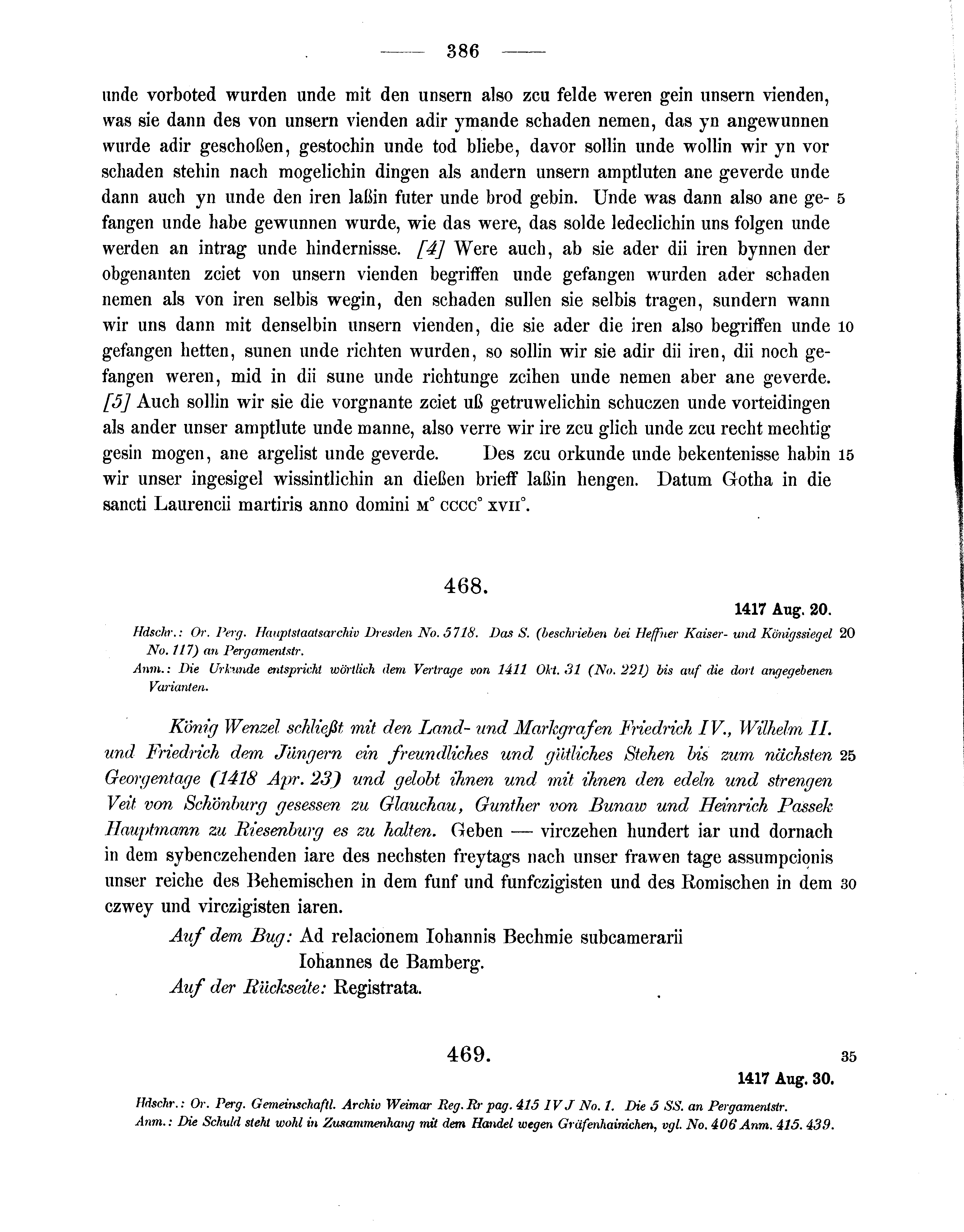 Historische Urkunde Seite 386 aus Band cds1b3