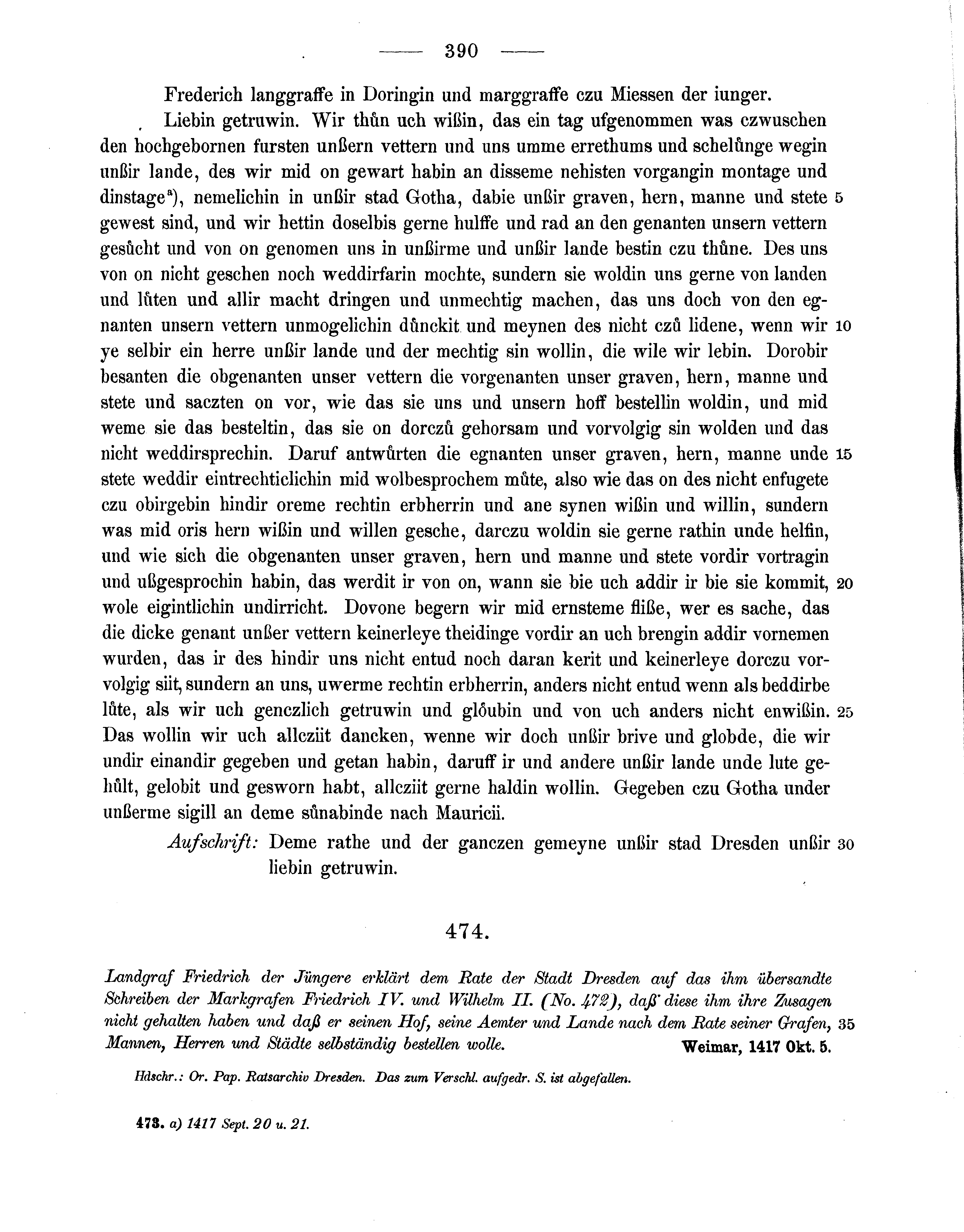 Historische Urkunde Seite 390 aus Band cds1b3