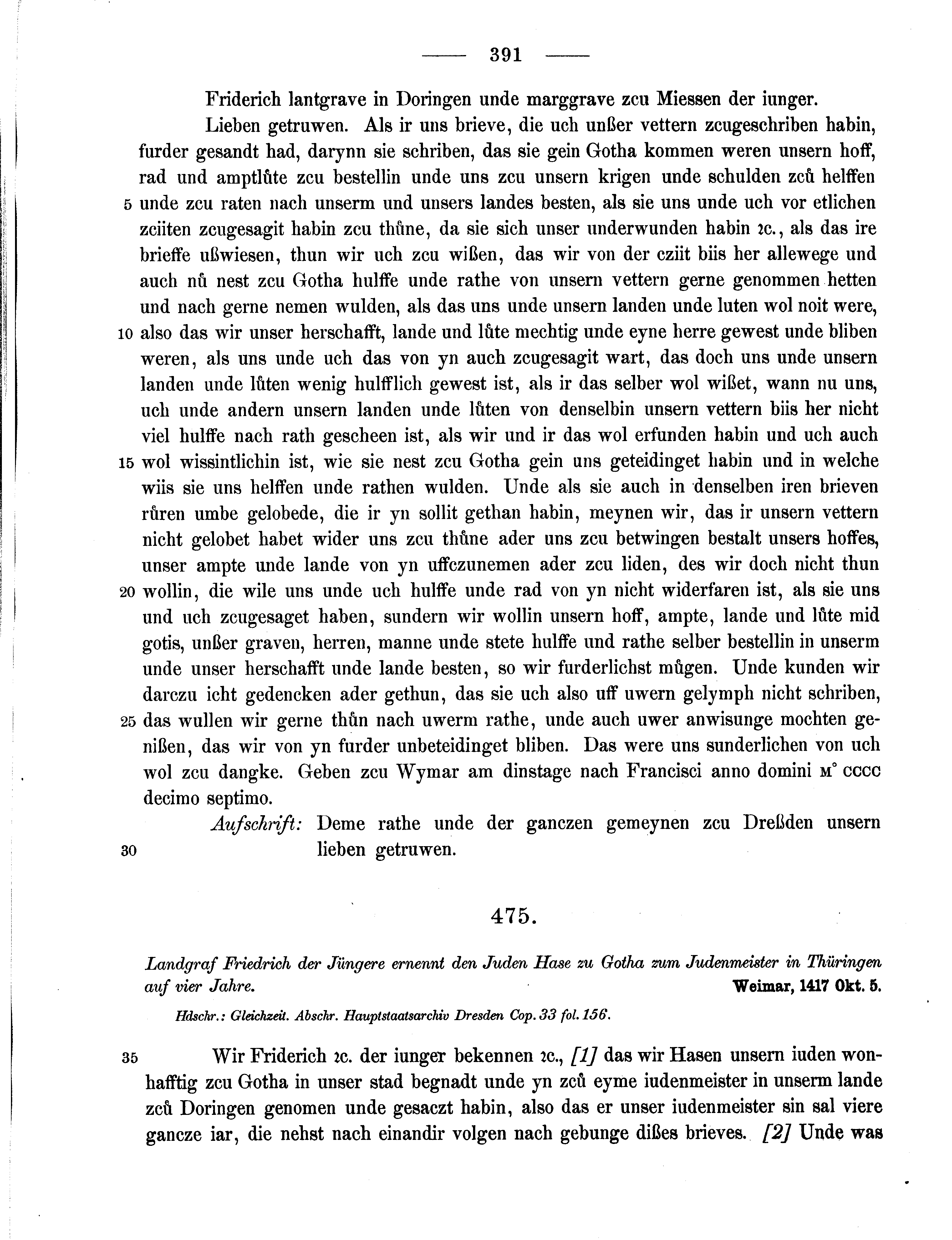 Historische Urkunde Seite 391 aus Band cds1b3