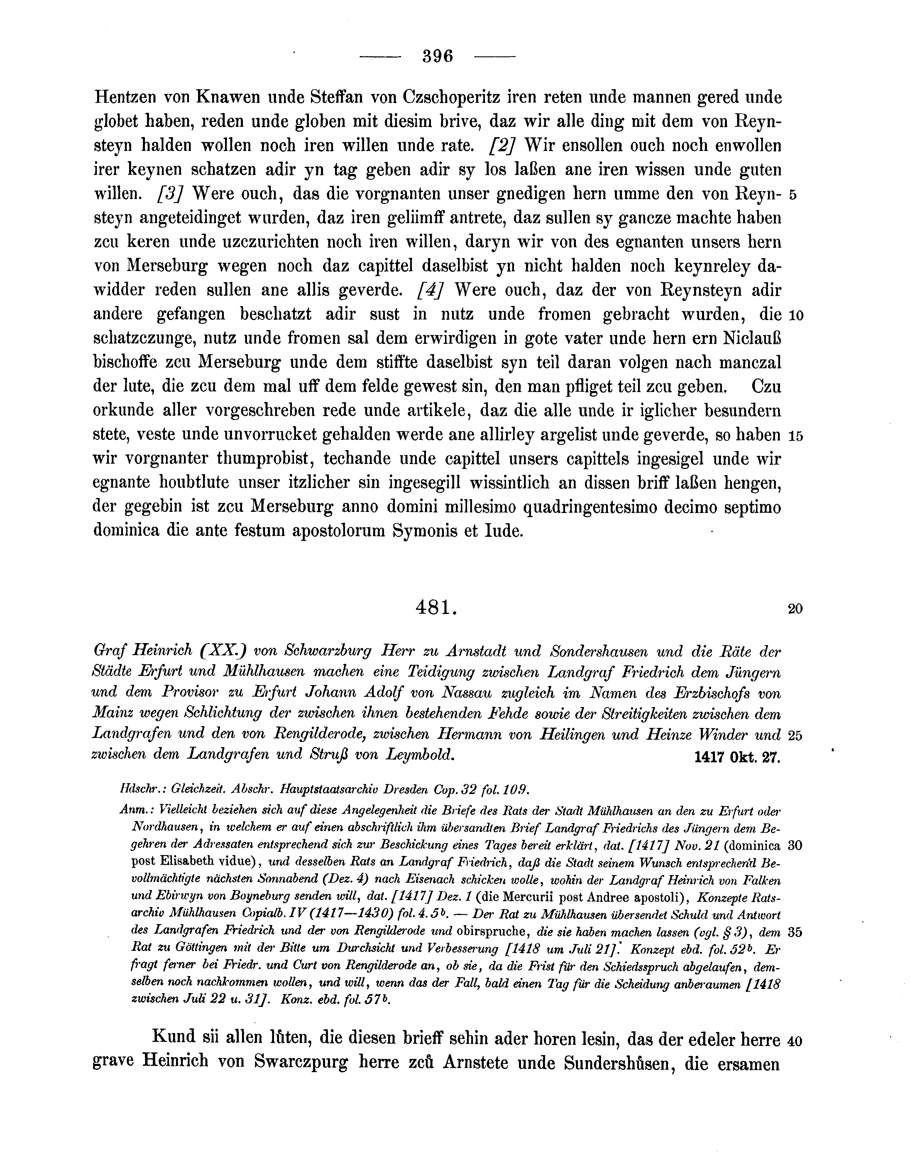 Historische Urkunde Seite 396 aus Band cds1b3