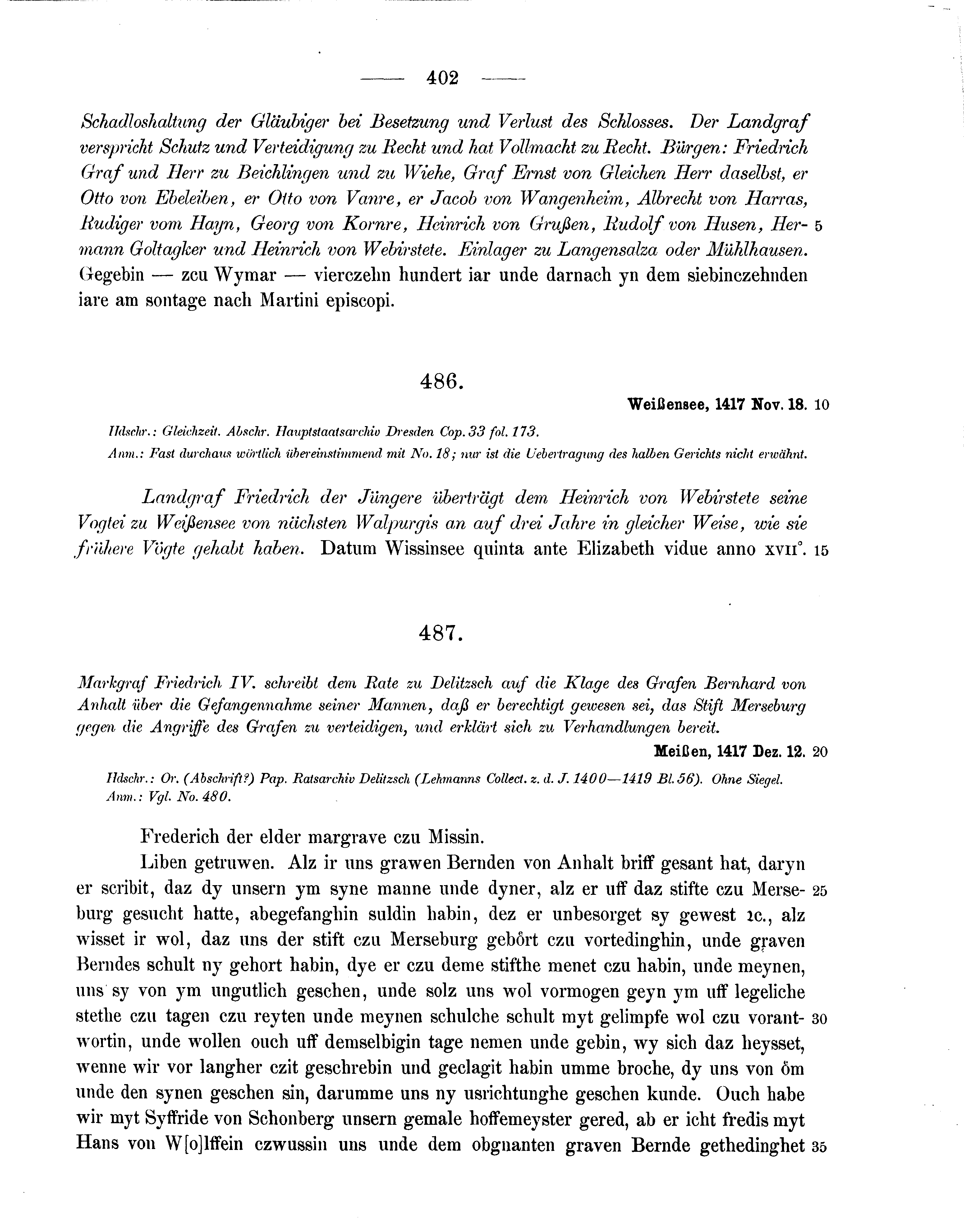 Historische Urkunde Seite 402 aus Band cds1b3