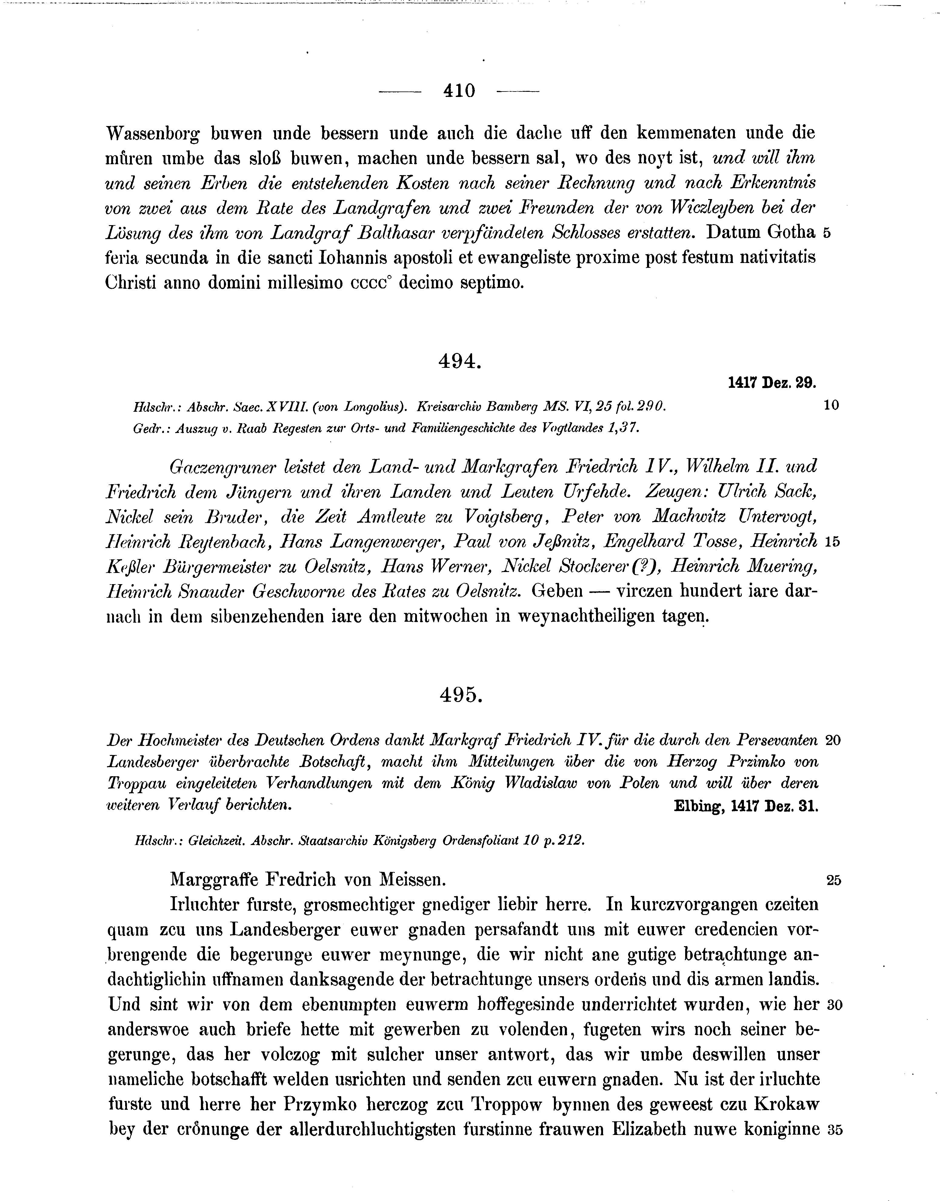 Historische Urkunde Seite 410 aus Band cds1b3