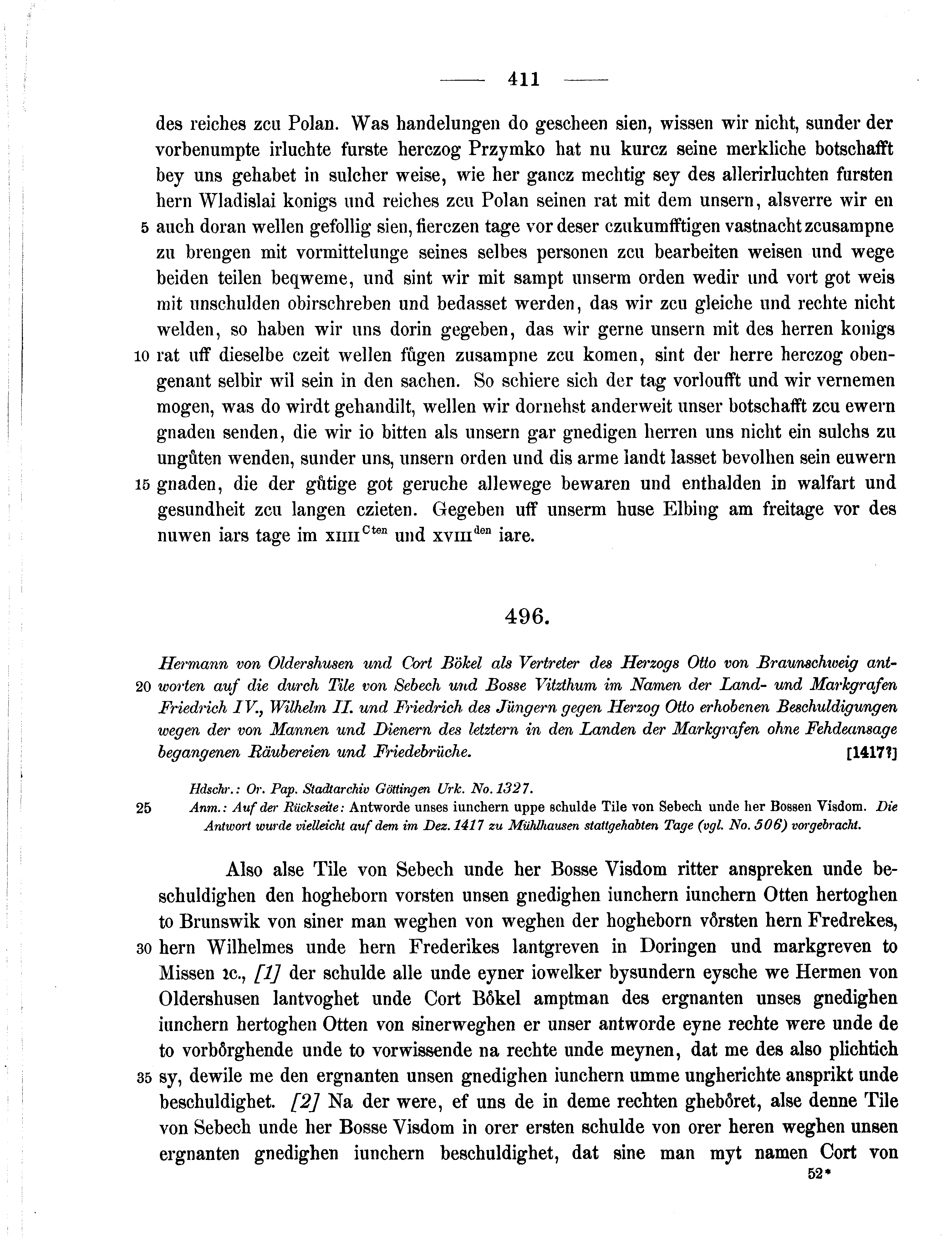 Historische Urkunde Seite 411 aus Band cds1b3