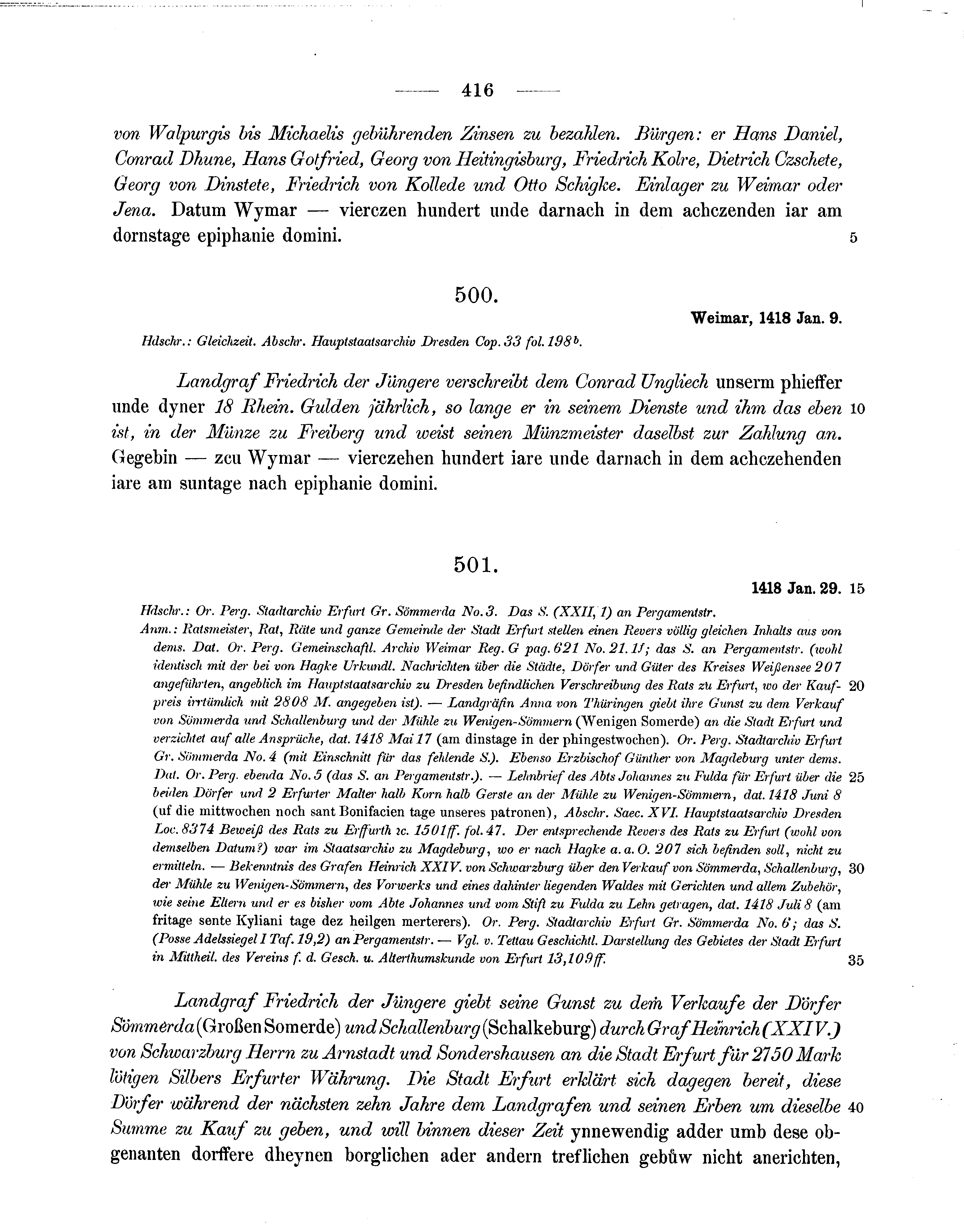 Historische Urkunde Seite 416 aus Band cds1b3