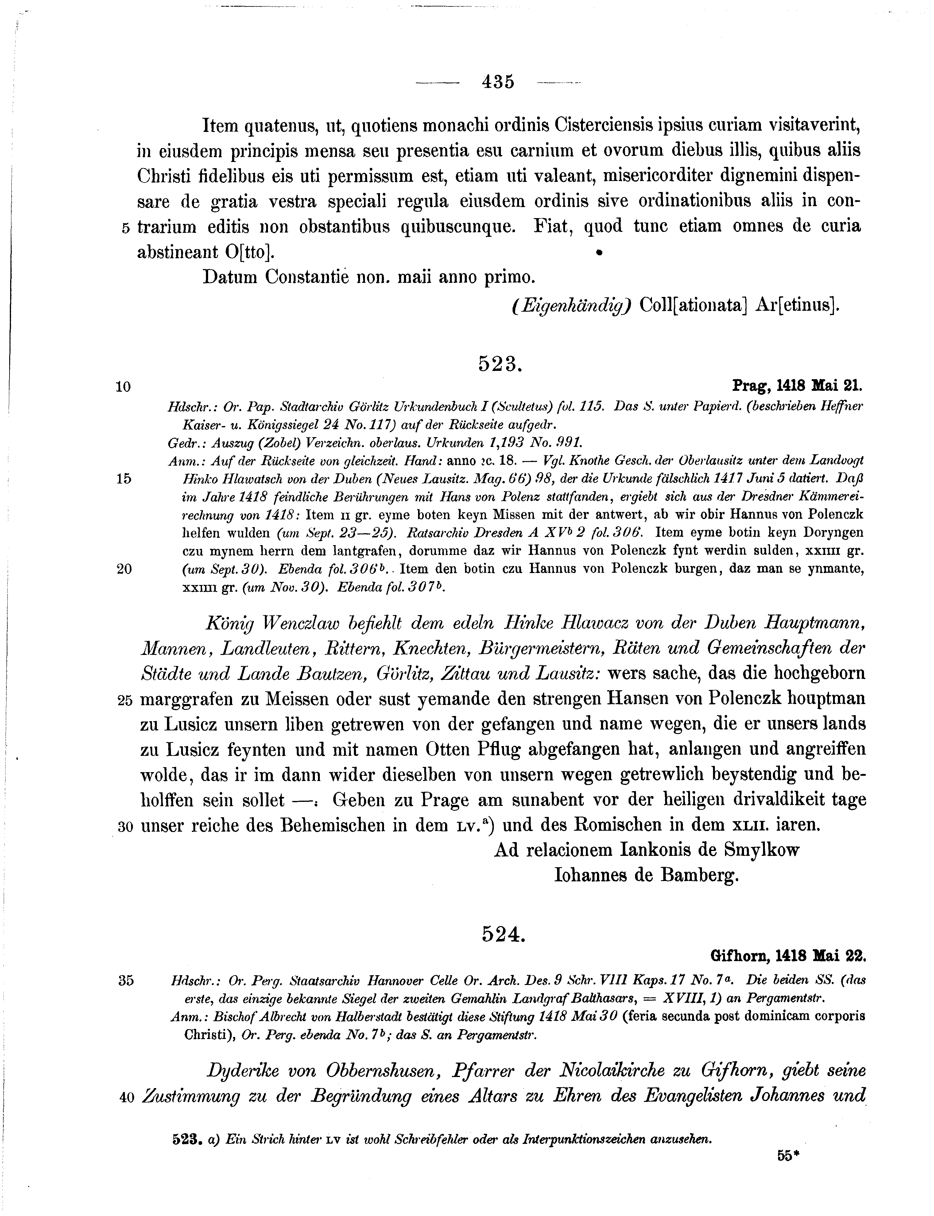 Historische Urkunde Seite 435 aus Band cds1b3