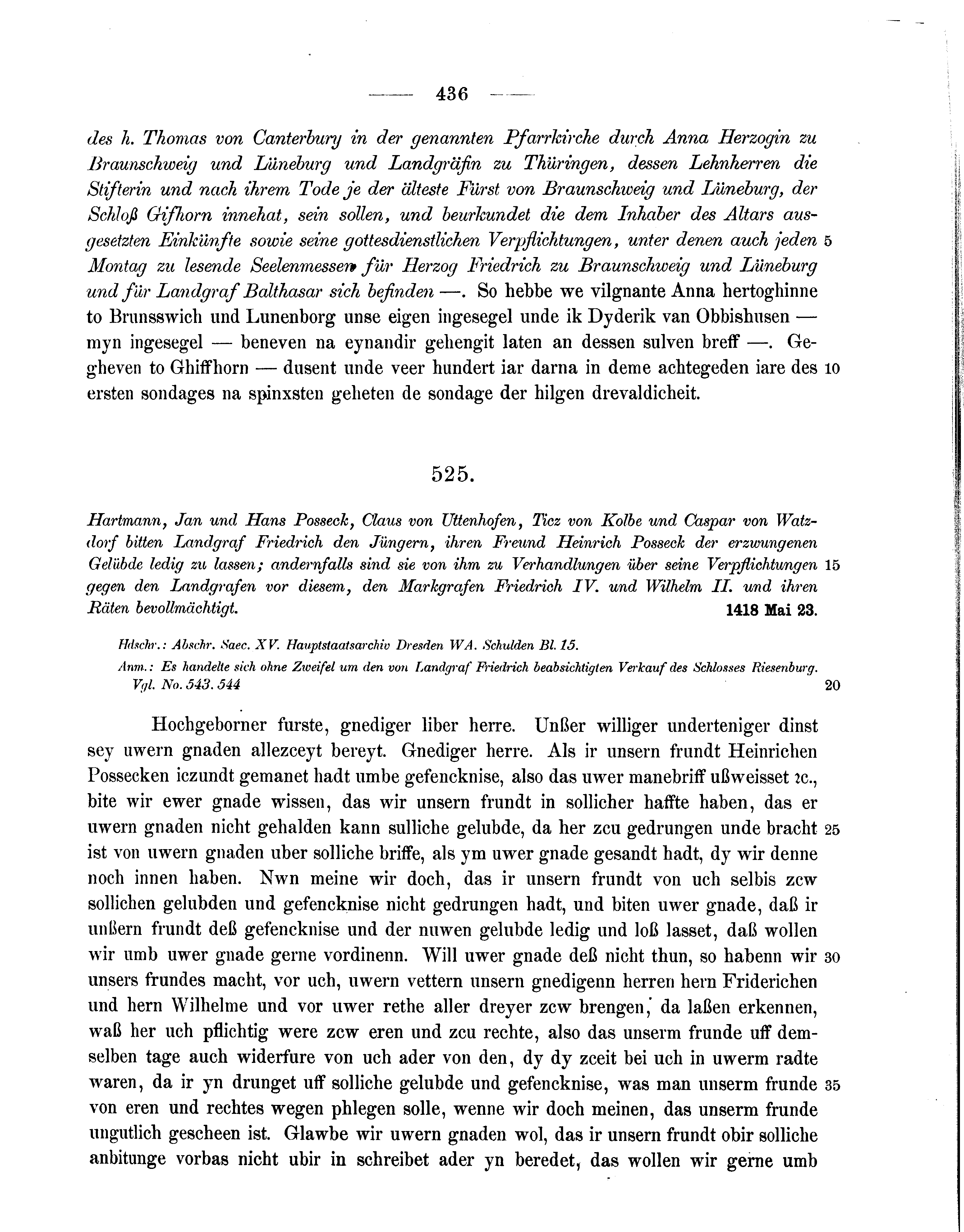 Historische Urkunde Seite 436 aus Band cds1b3