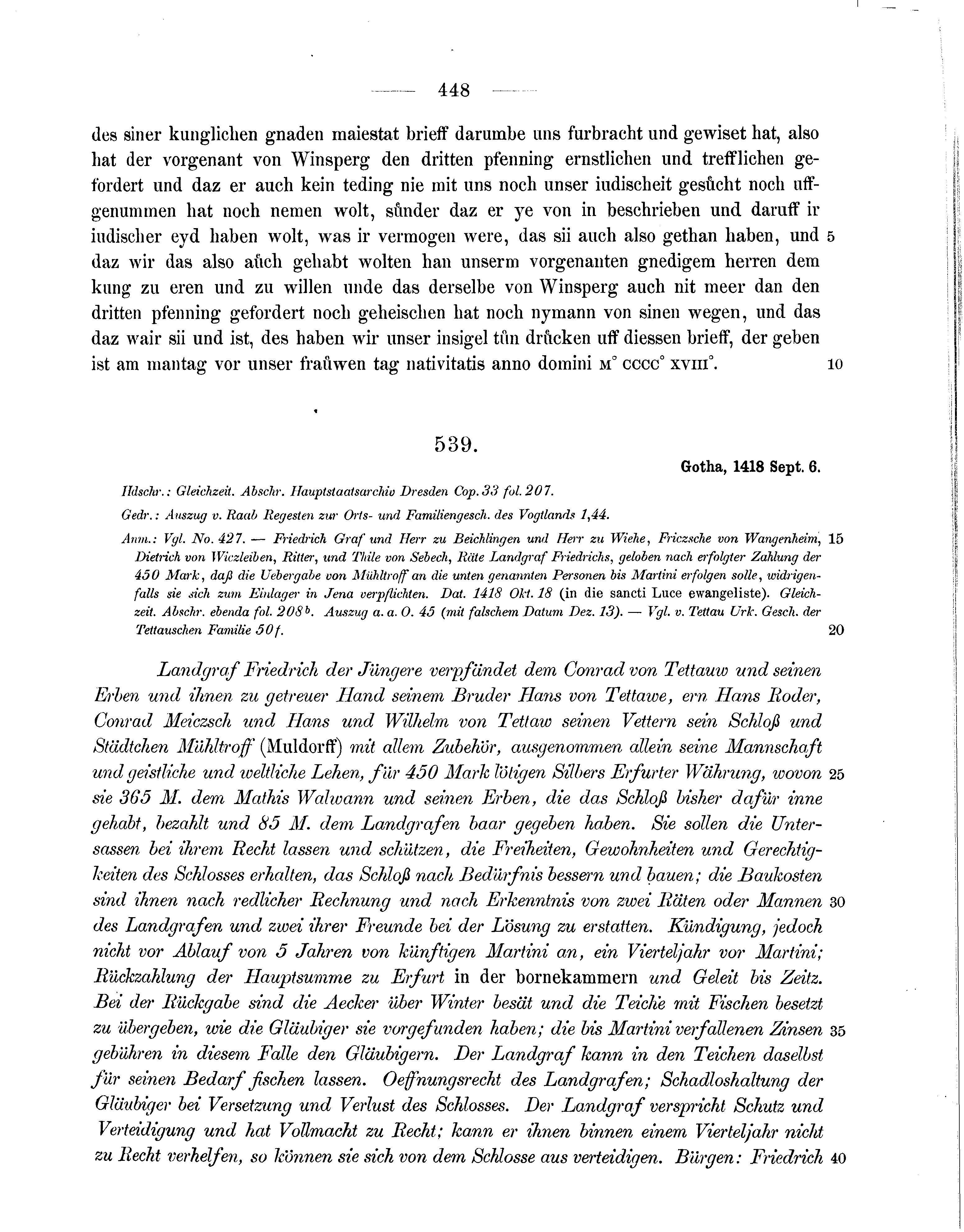 Historische Urkunde Seite 448 aus Band cds1b3