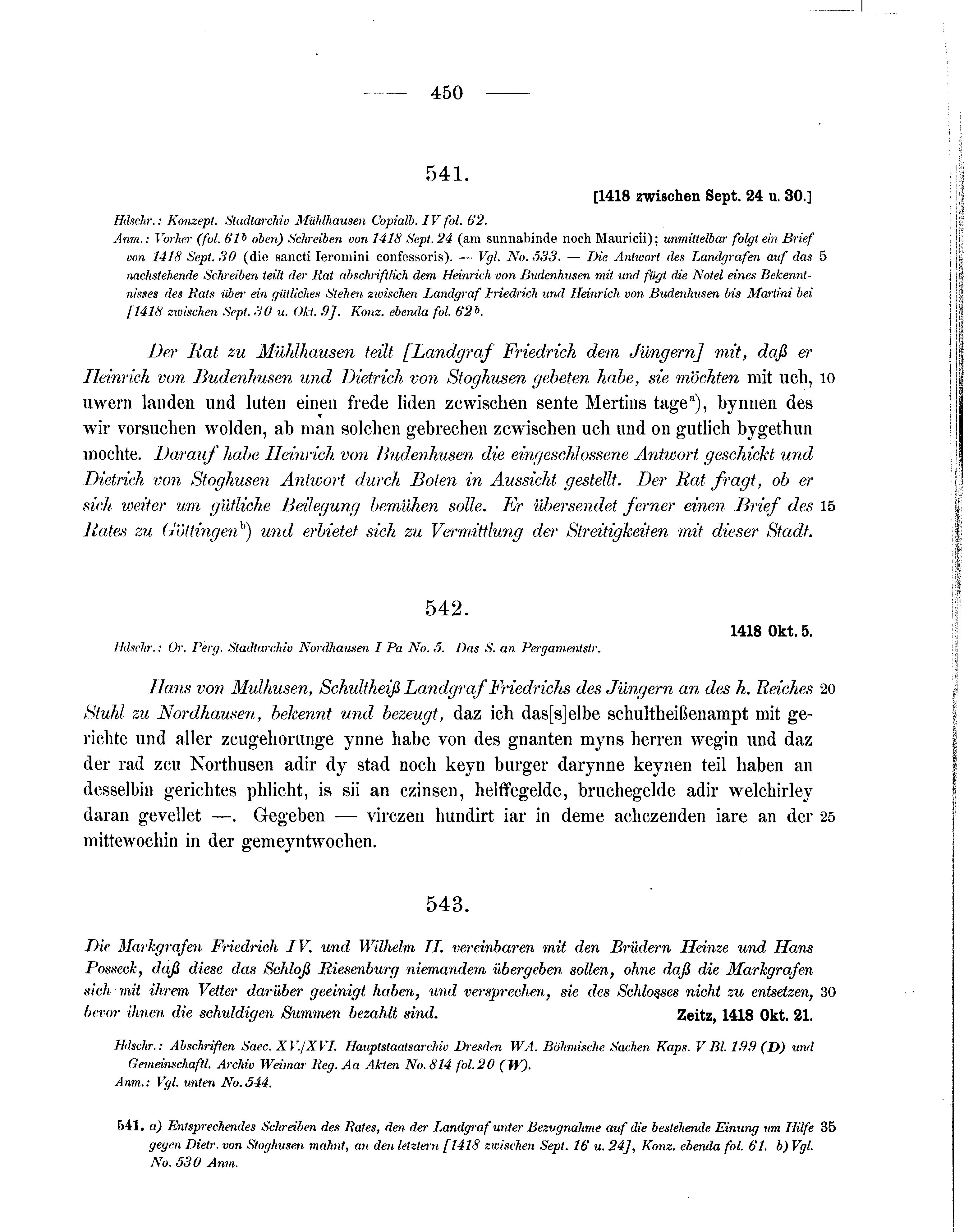 Historische Urkunde Seite 450 aus Band cds1b3