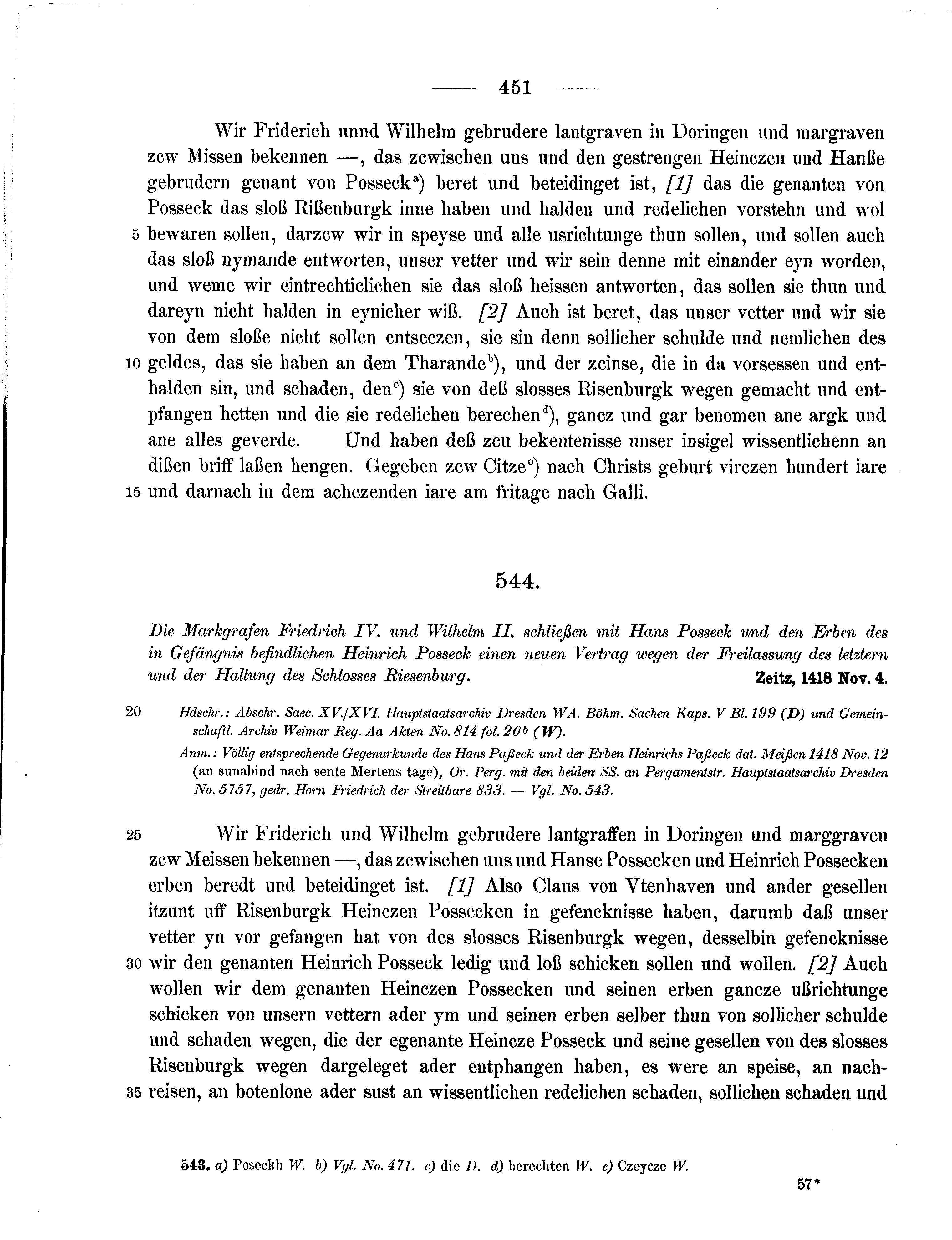 Historische Urkunde Seite 451 aus Band cds1b3