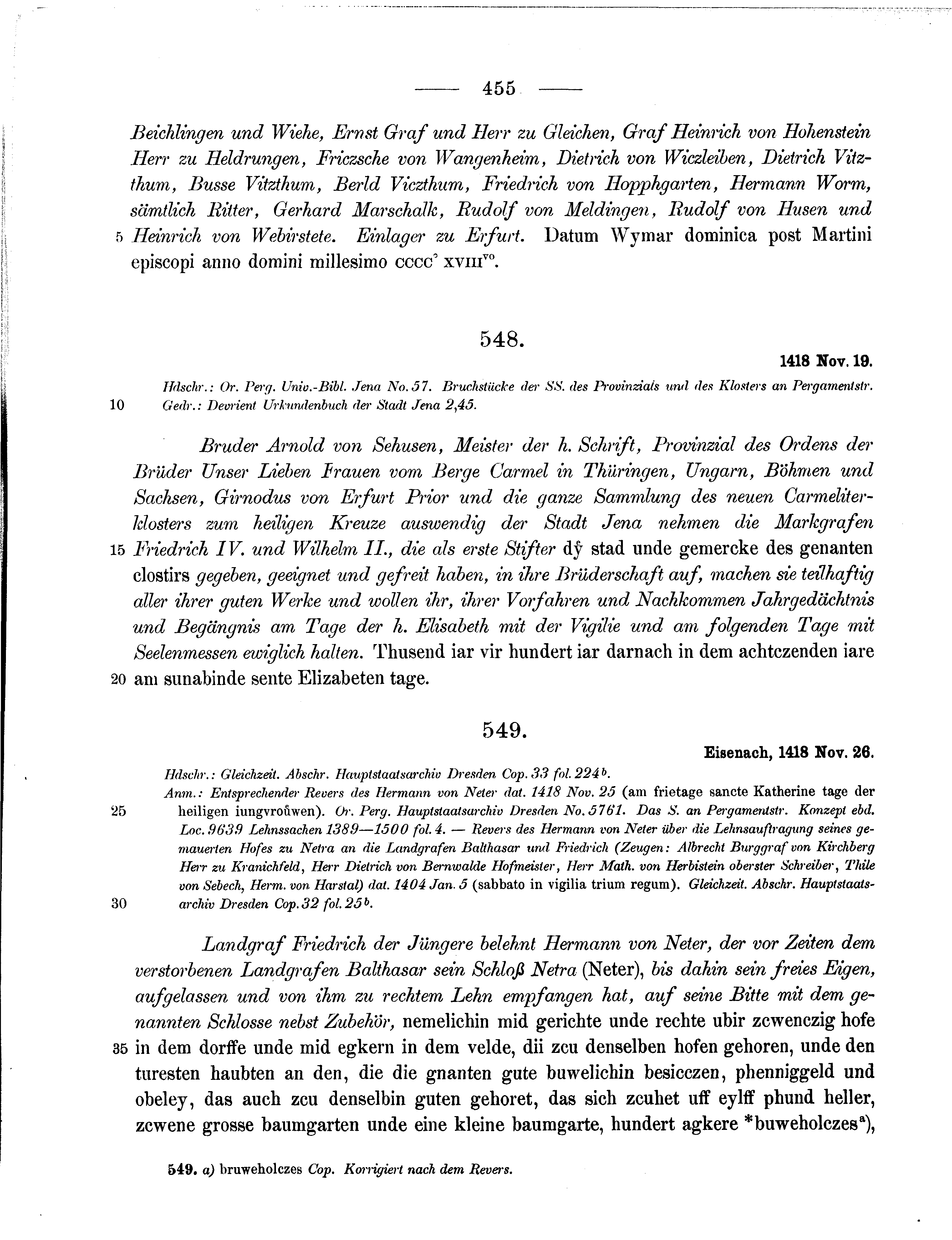 Historische Urkunde Seite 455 aus Band cds1b3