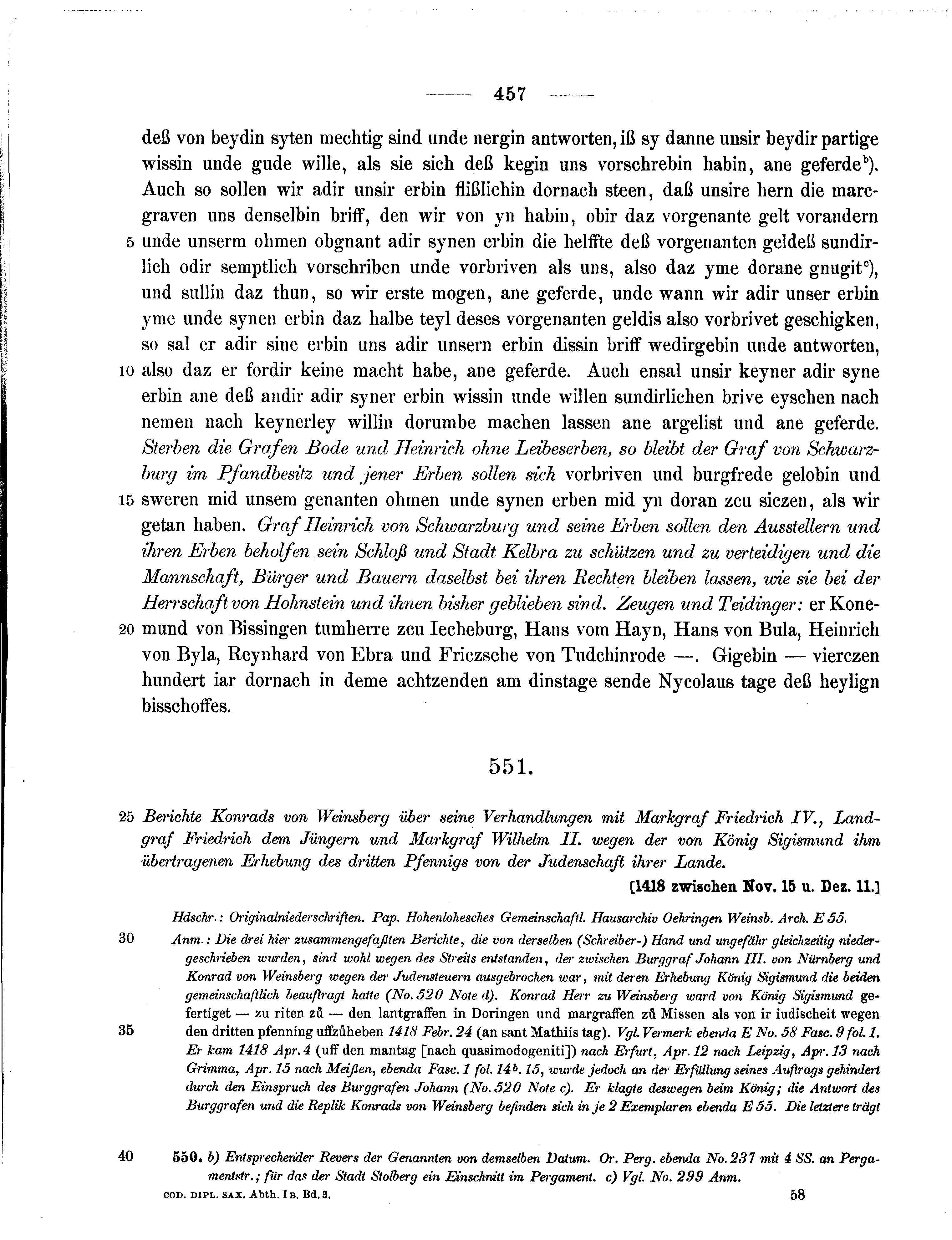 Historische Urkunde Seite 457 aus Band cds1b3