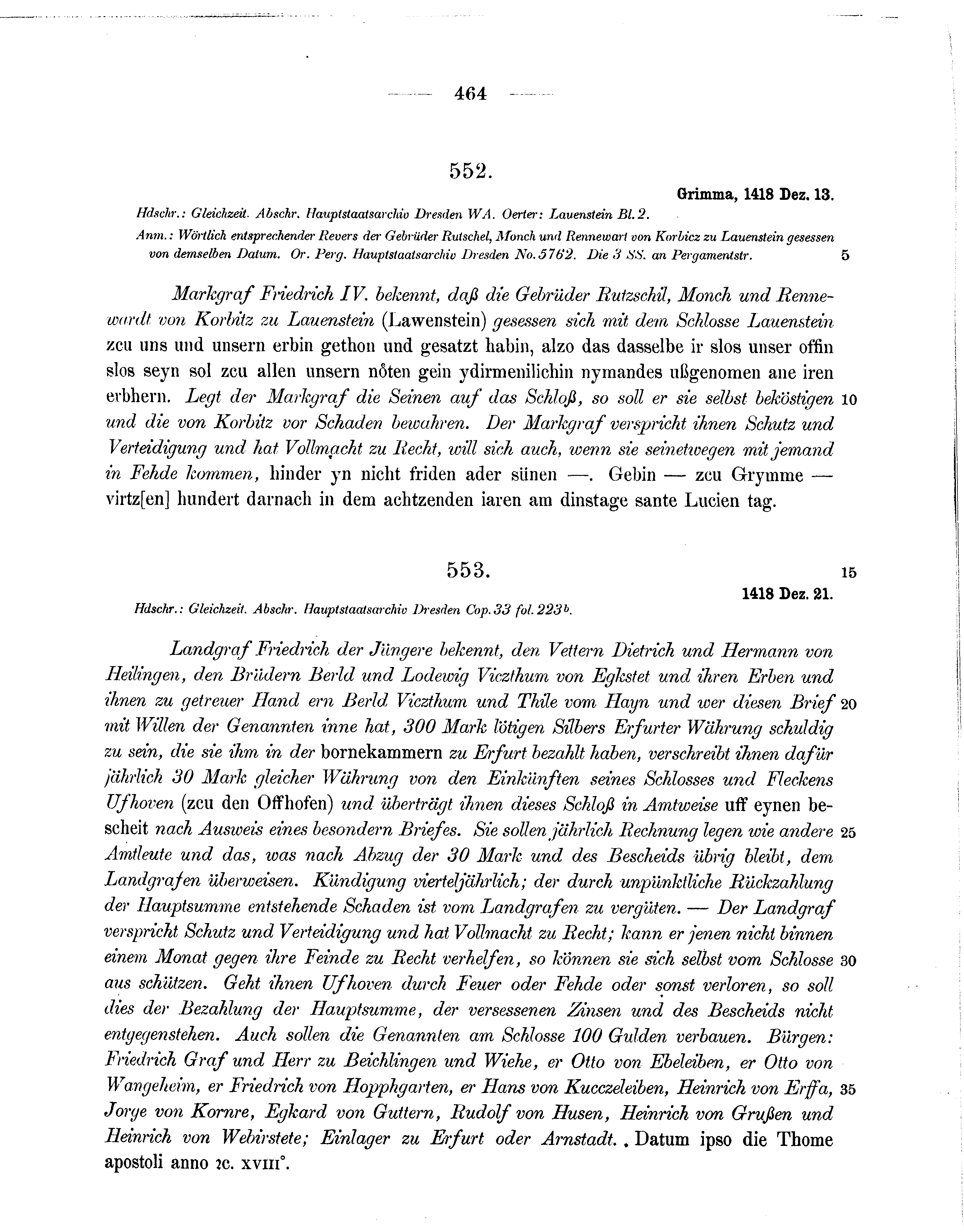 Historische Urkunde Seite 464 aus Band cds1b3