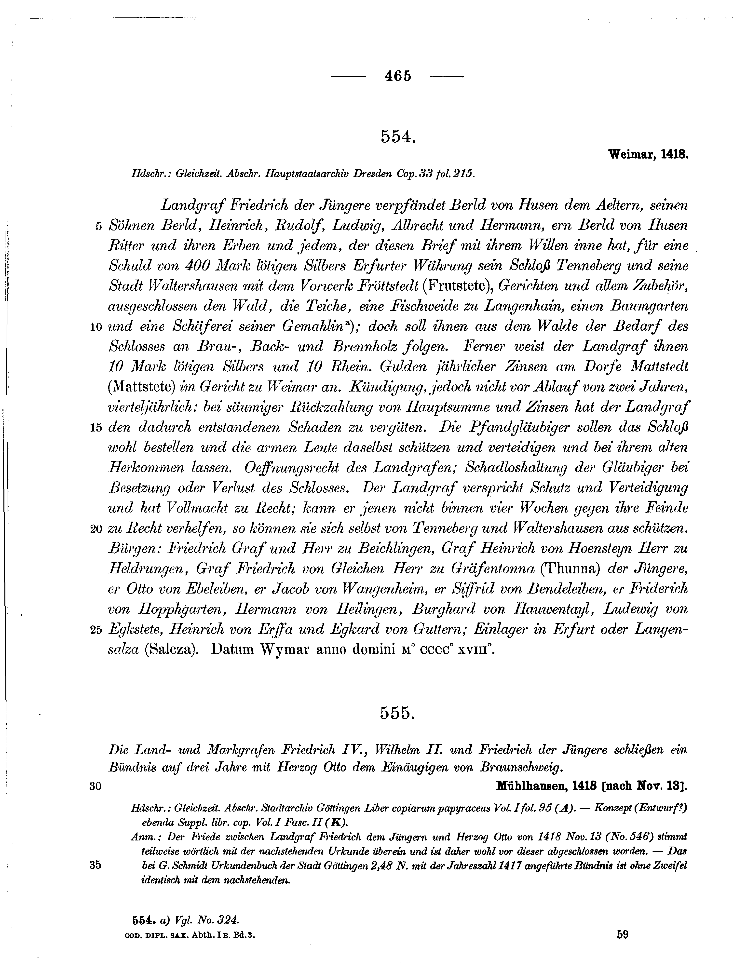 Historische Urkunde Seite 465 aus Band cds1b3