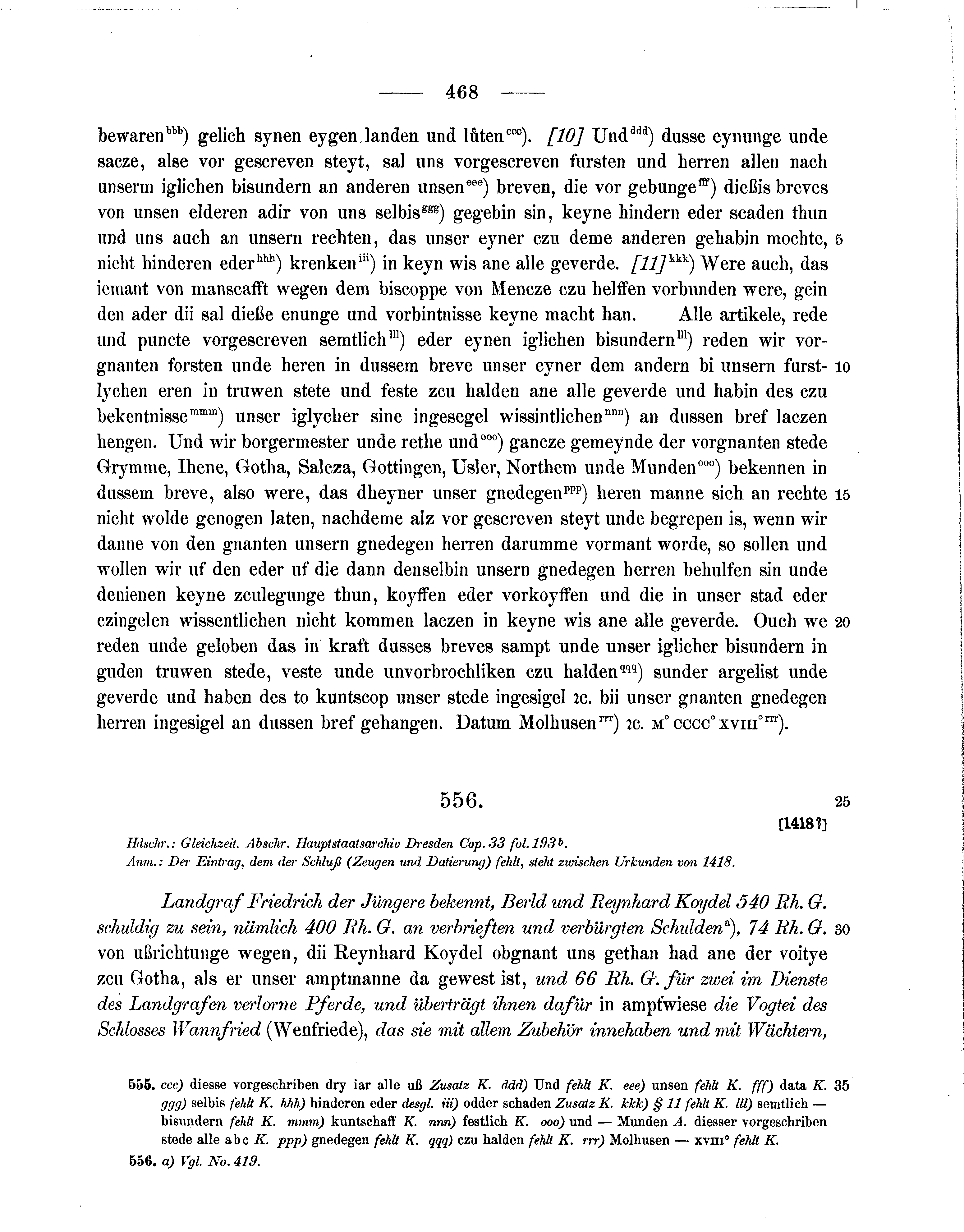 Historische Urkunde Seite 468 aus Band cds1b3