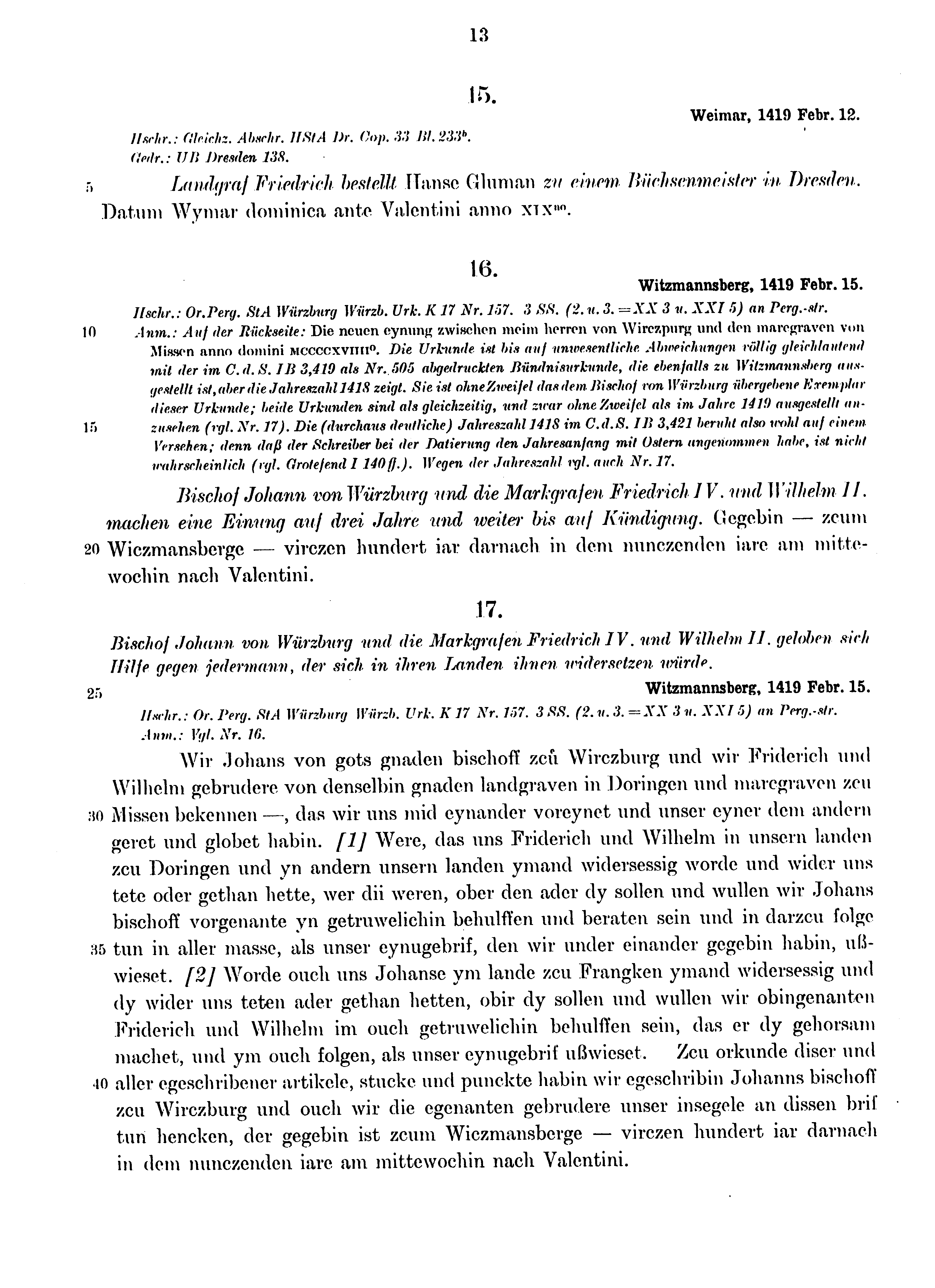 Historische Urkunde Seite 13 aus Band cds1b4