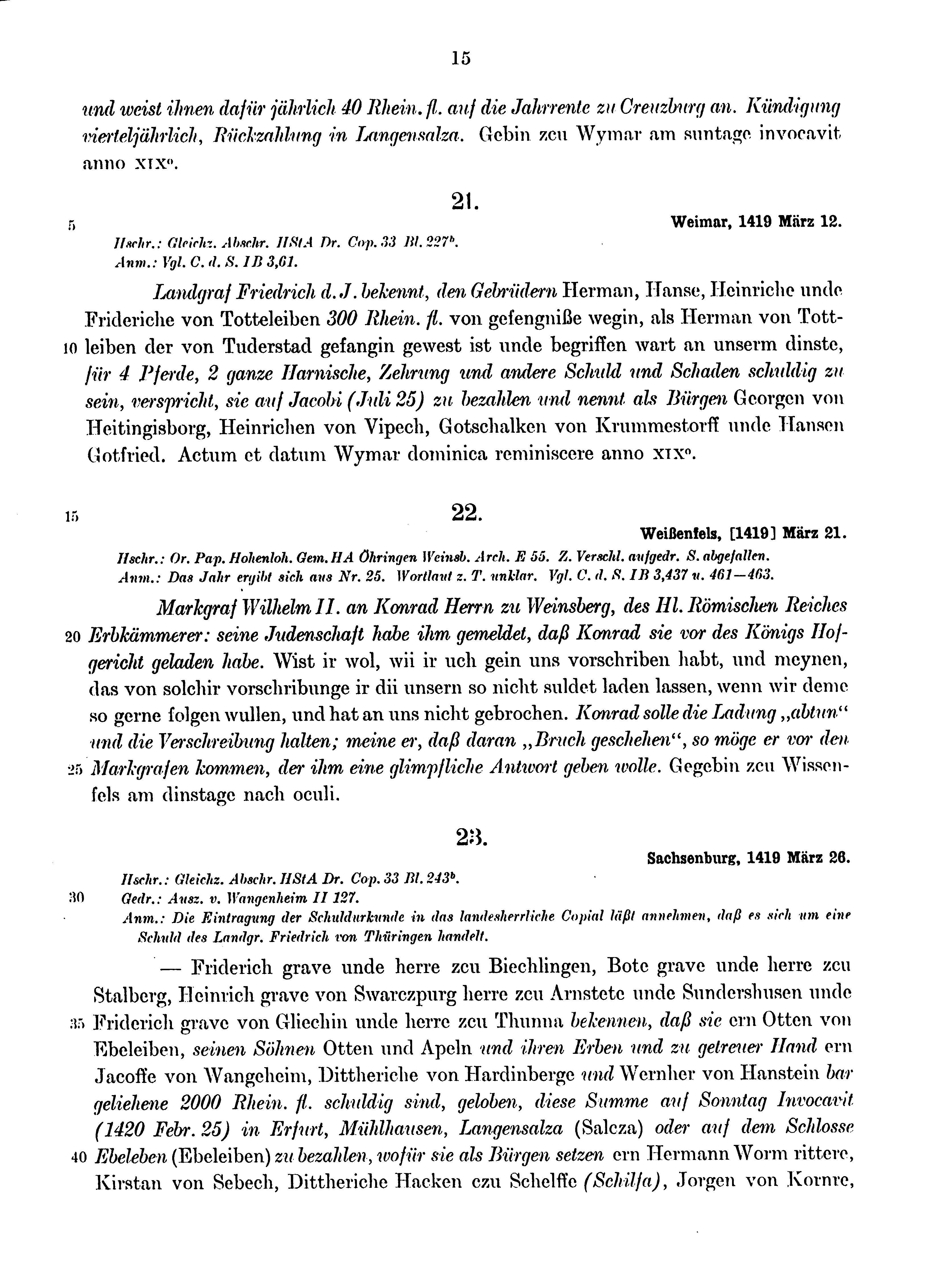 Historische Urkunde Seite 15 aus Band cds1b4