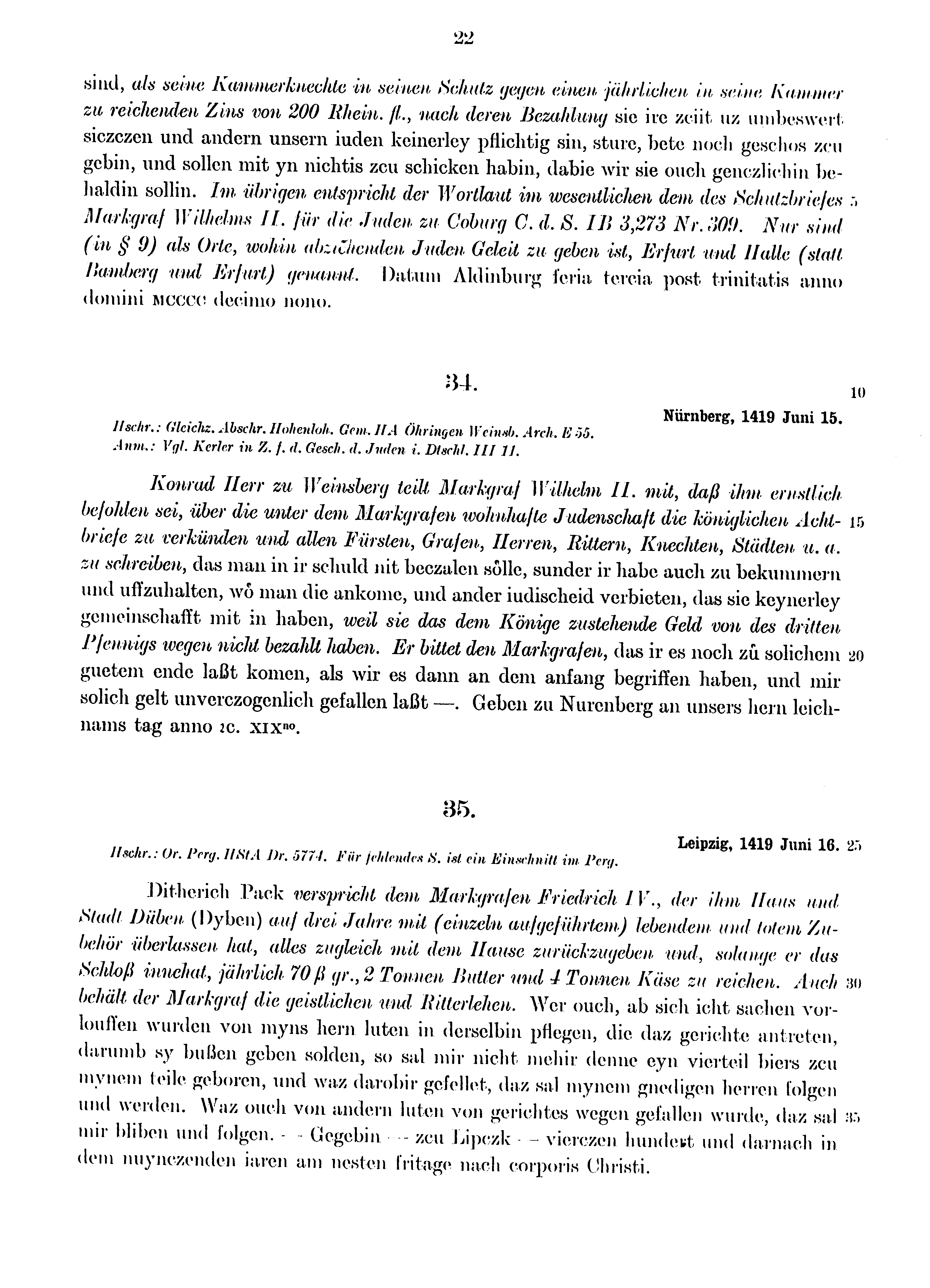 Historische Urkunde Seite 22 aus Band cds1b4