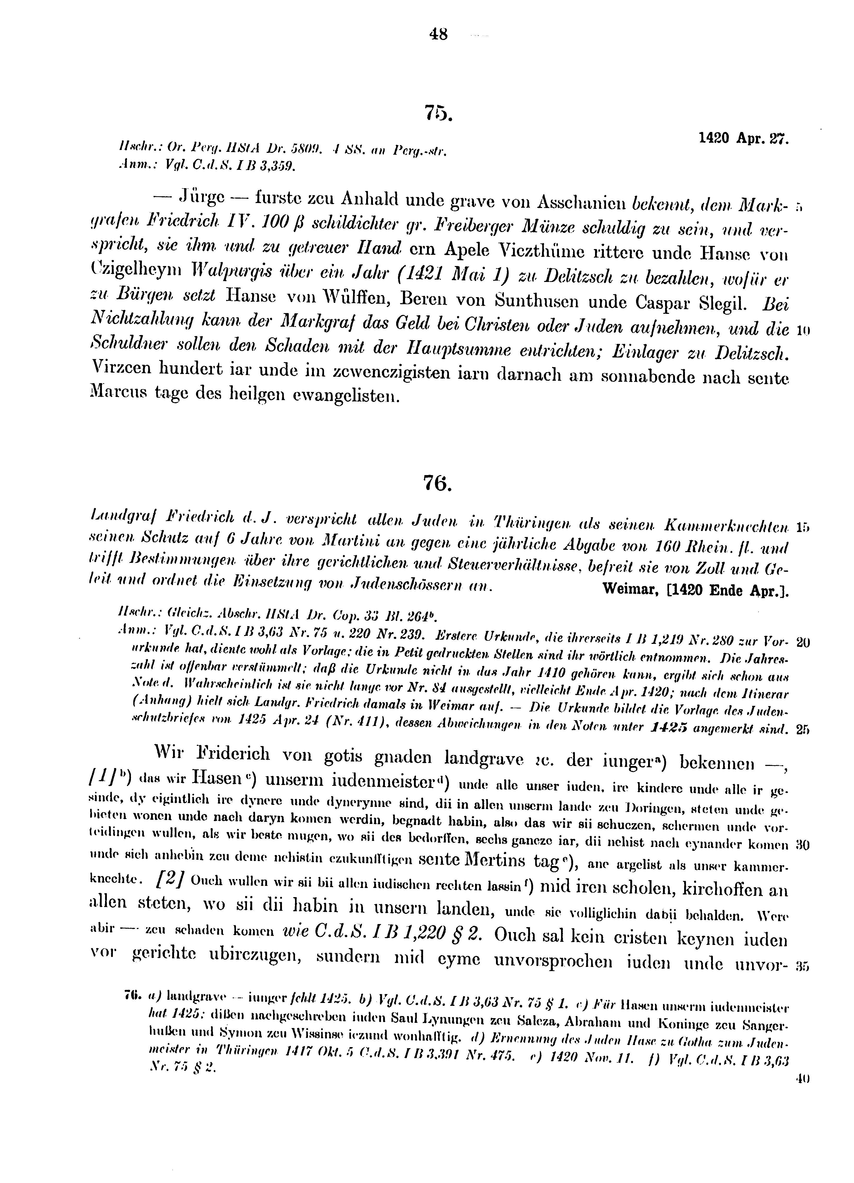 Historische Urkunde Seite 48 aus Band cds1b4