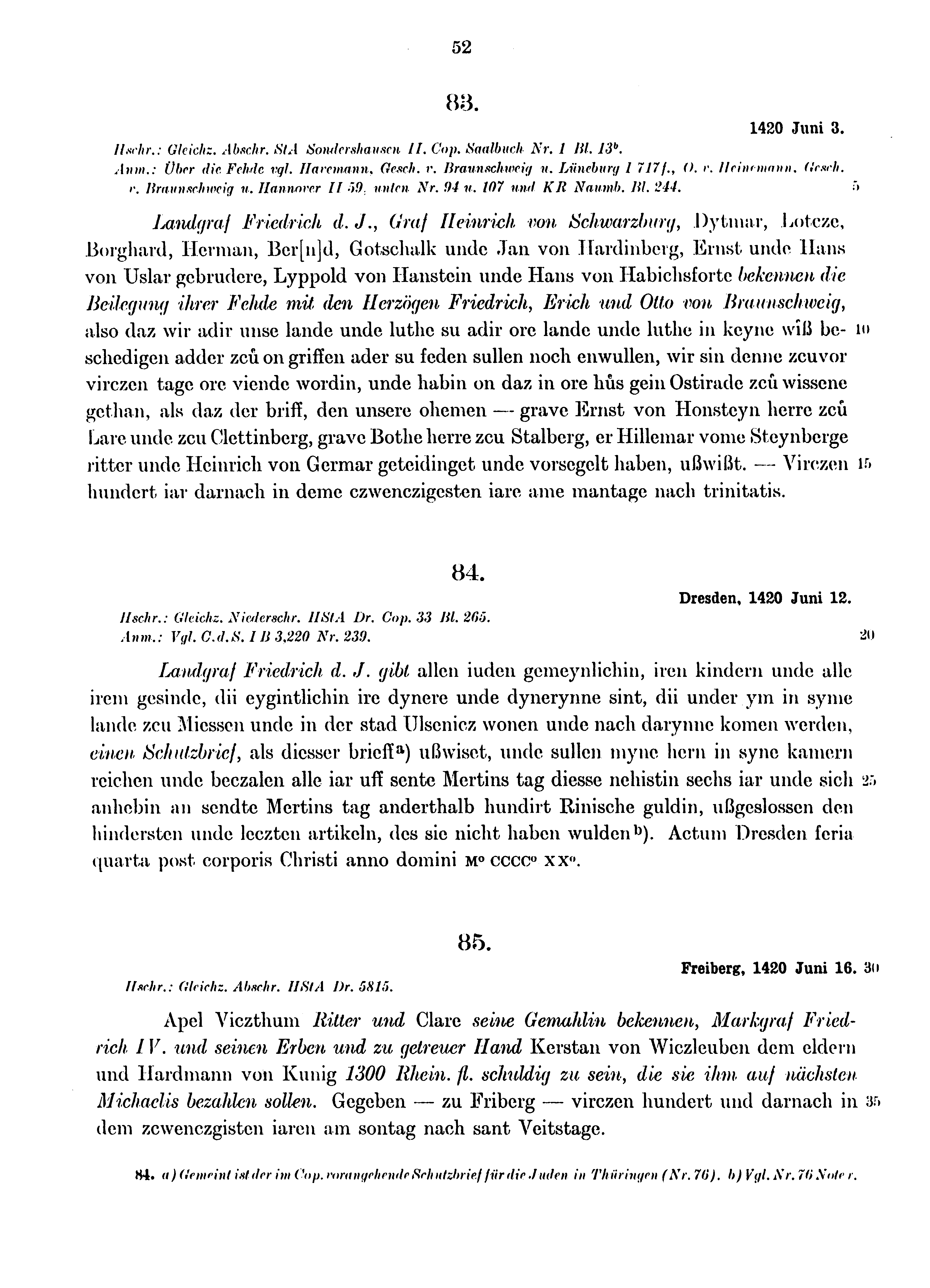 Historische Urkunde Seite 52 aus Band cds1b4