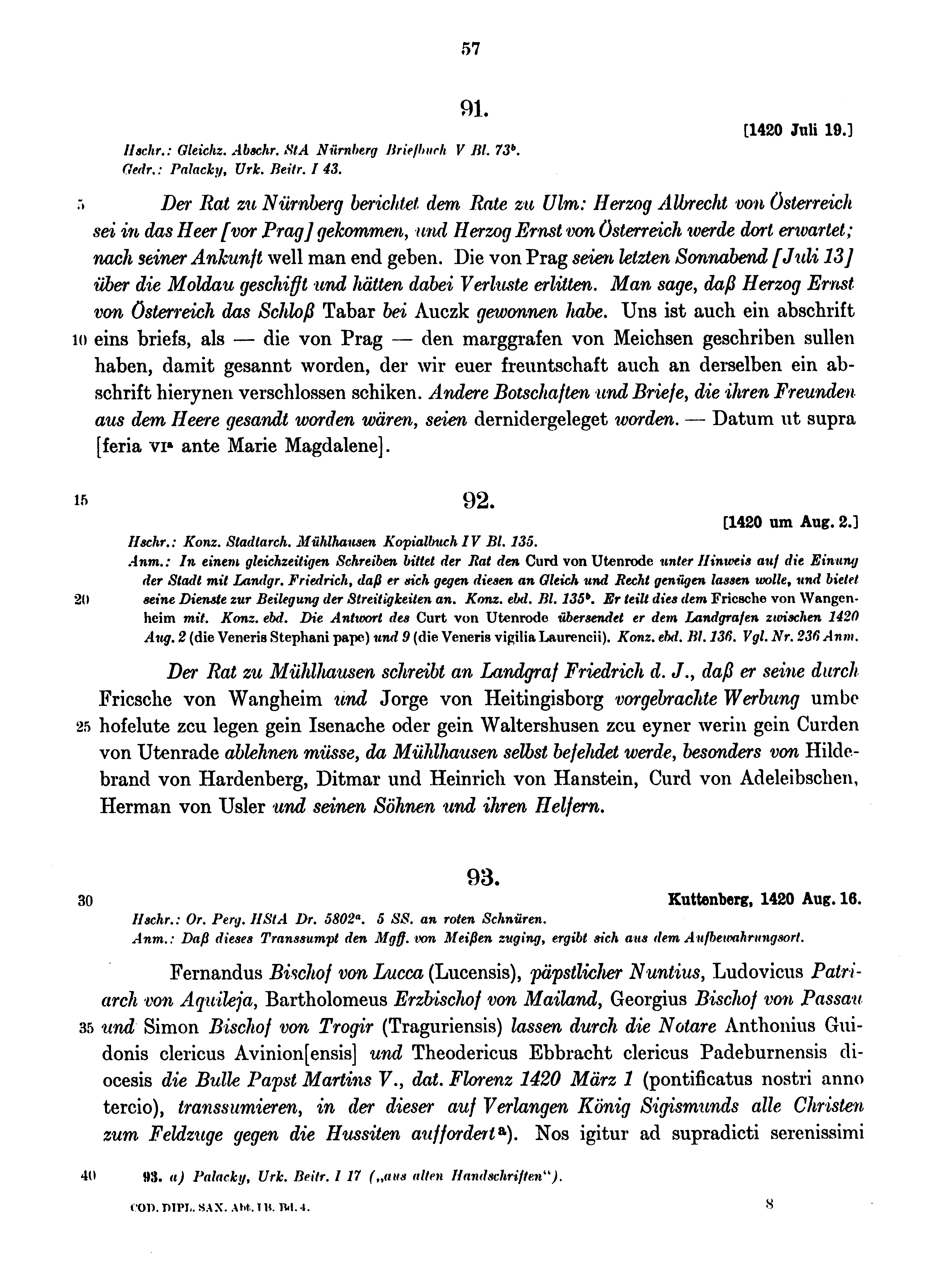 Historische Urkunde Seite 57 aus Band cds1b4