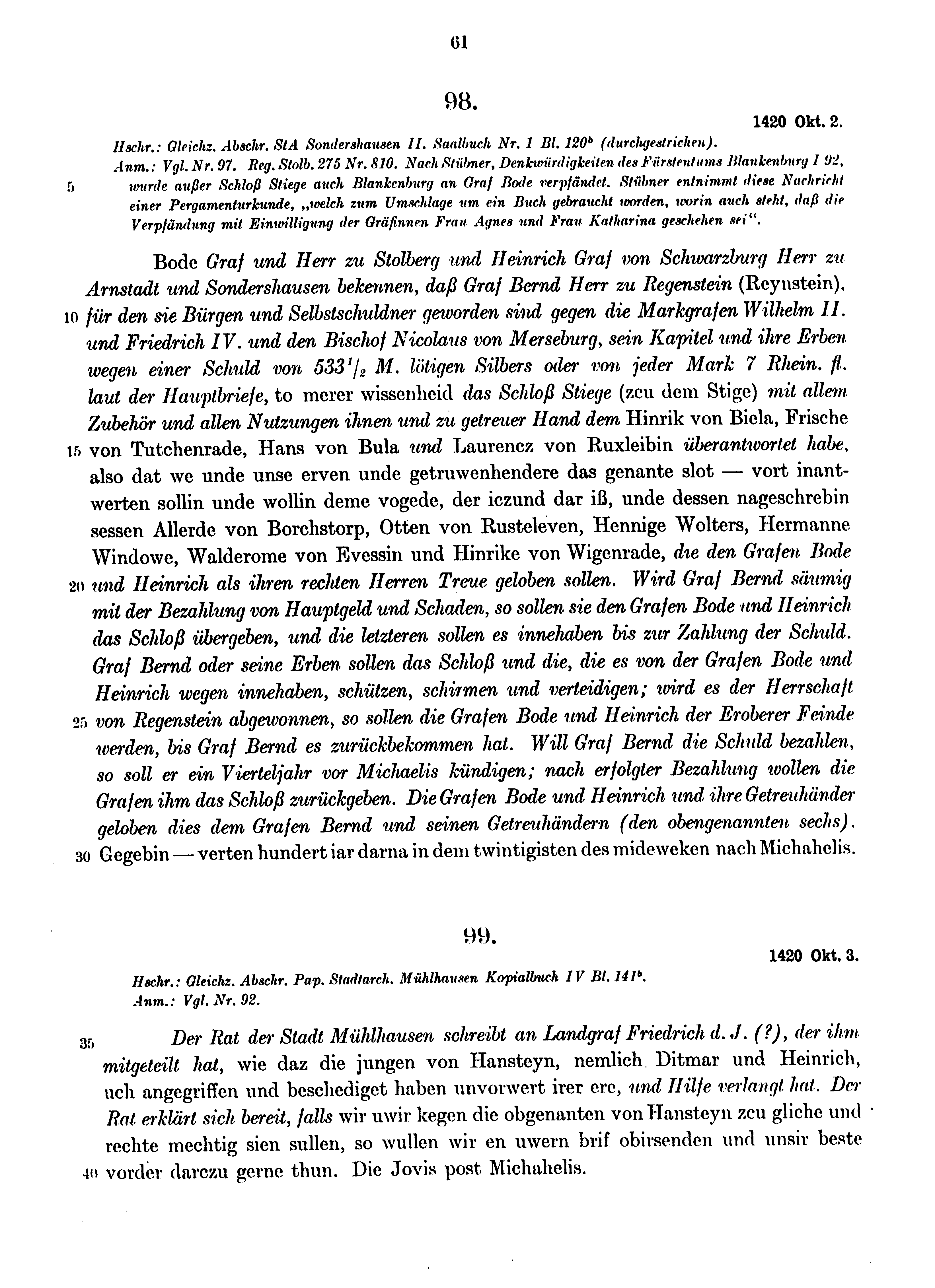 Historische Urkunde Seite 61 aus Band cds1b4