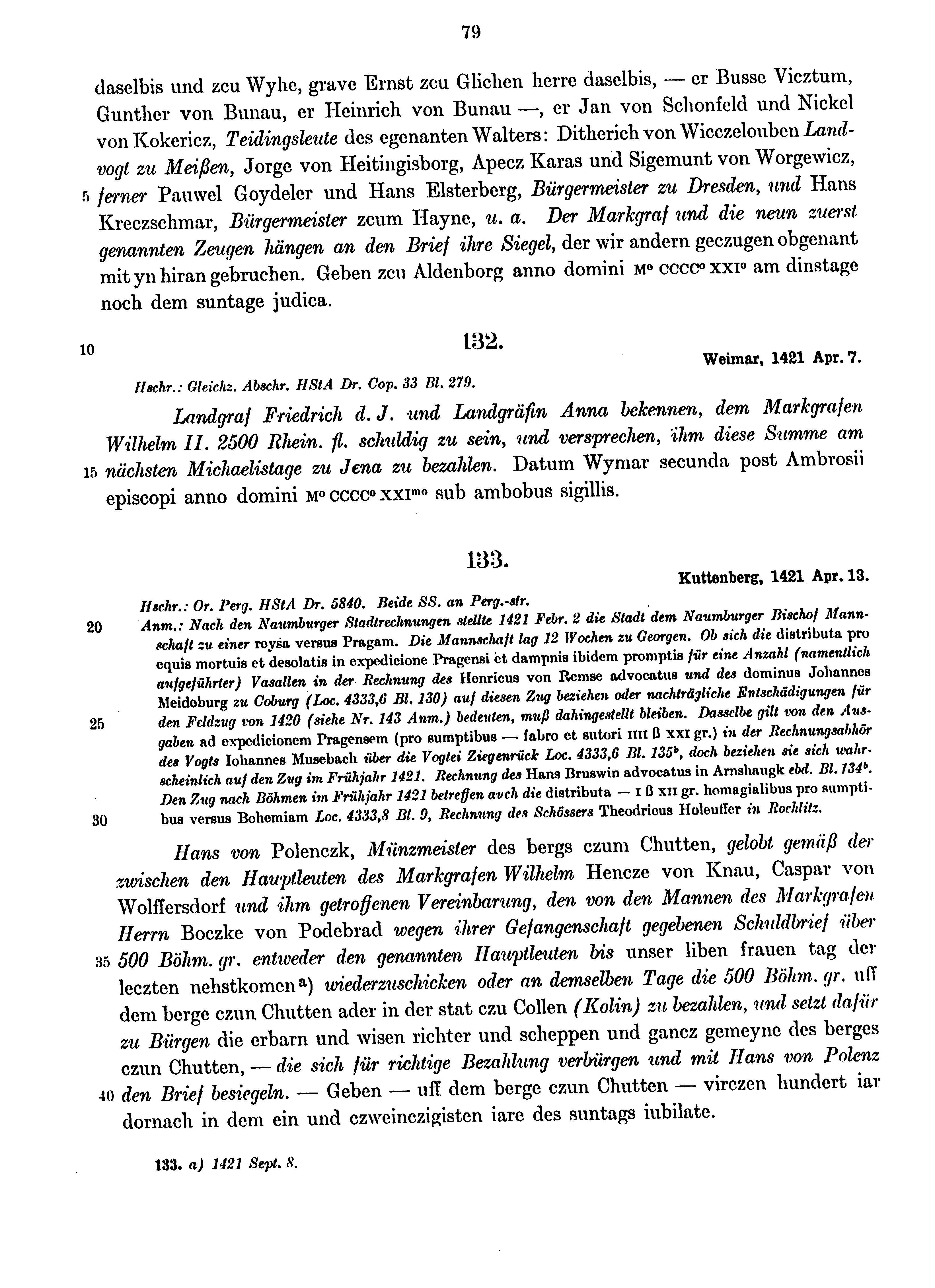 Historische Urkunde Seite 79 aus Band cds1b4