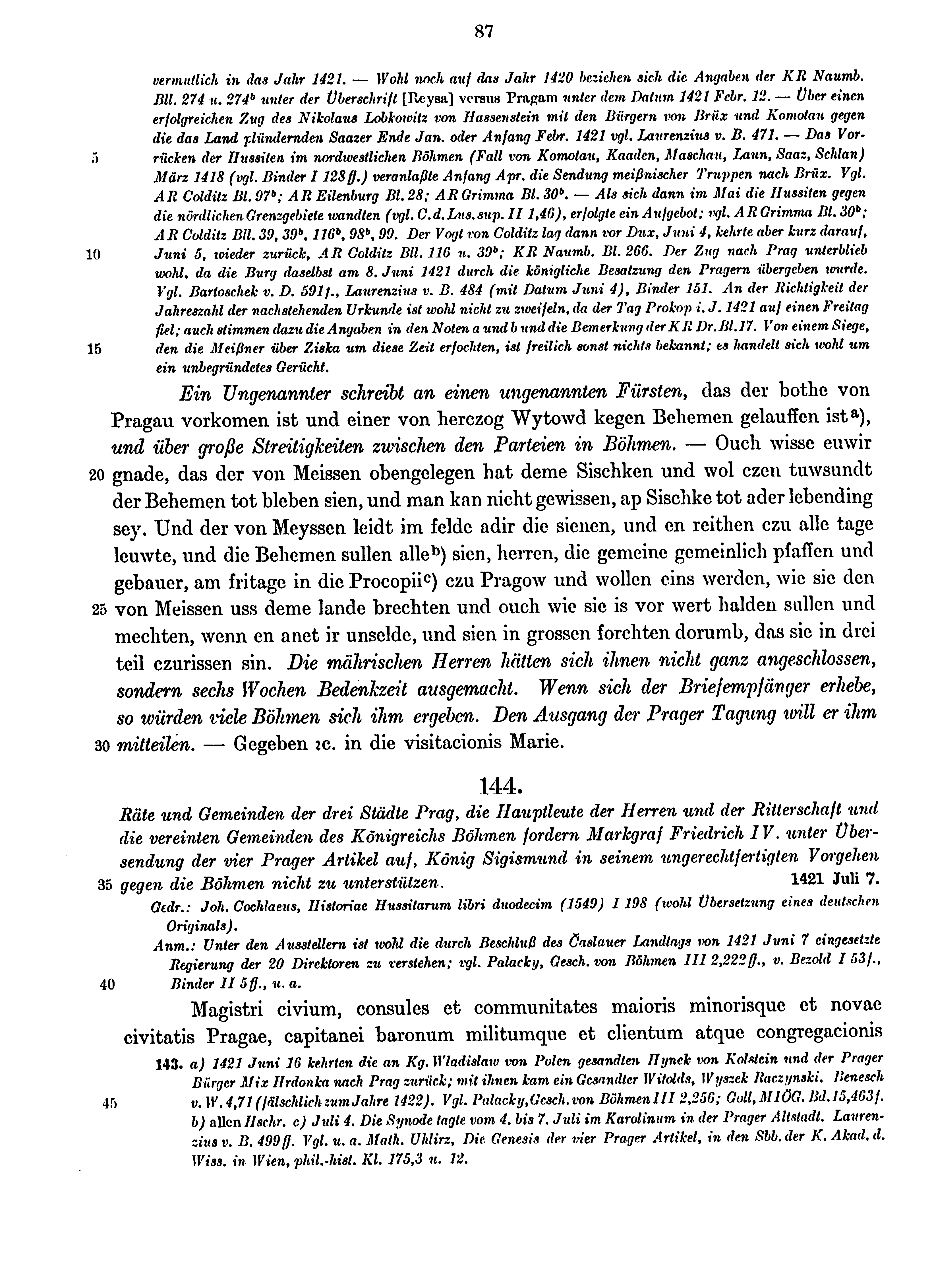 Historische Urkunde Seite 87 aus Band cds1b4