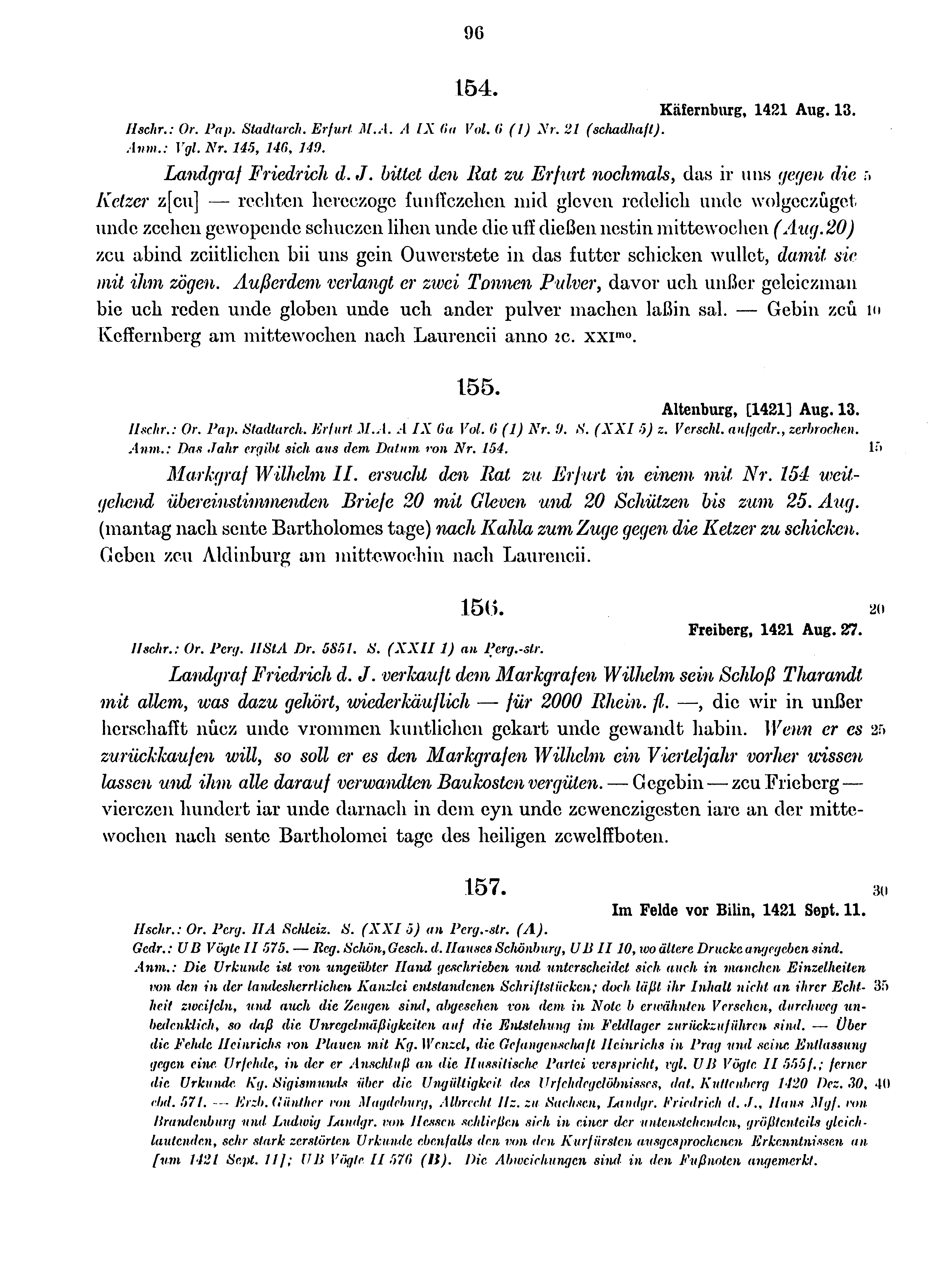 Historische Urkunde Seite 96 aus Band cds1b4