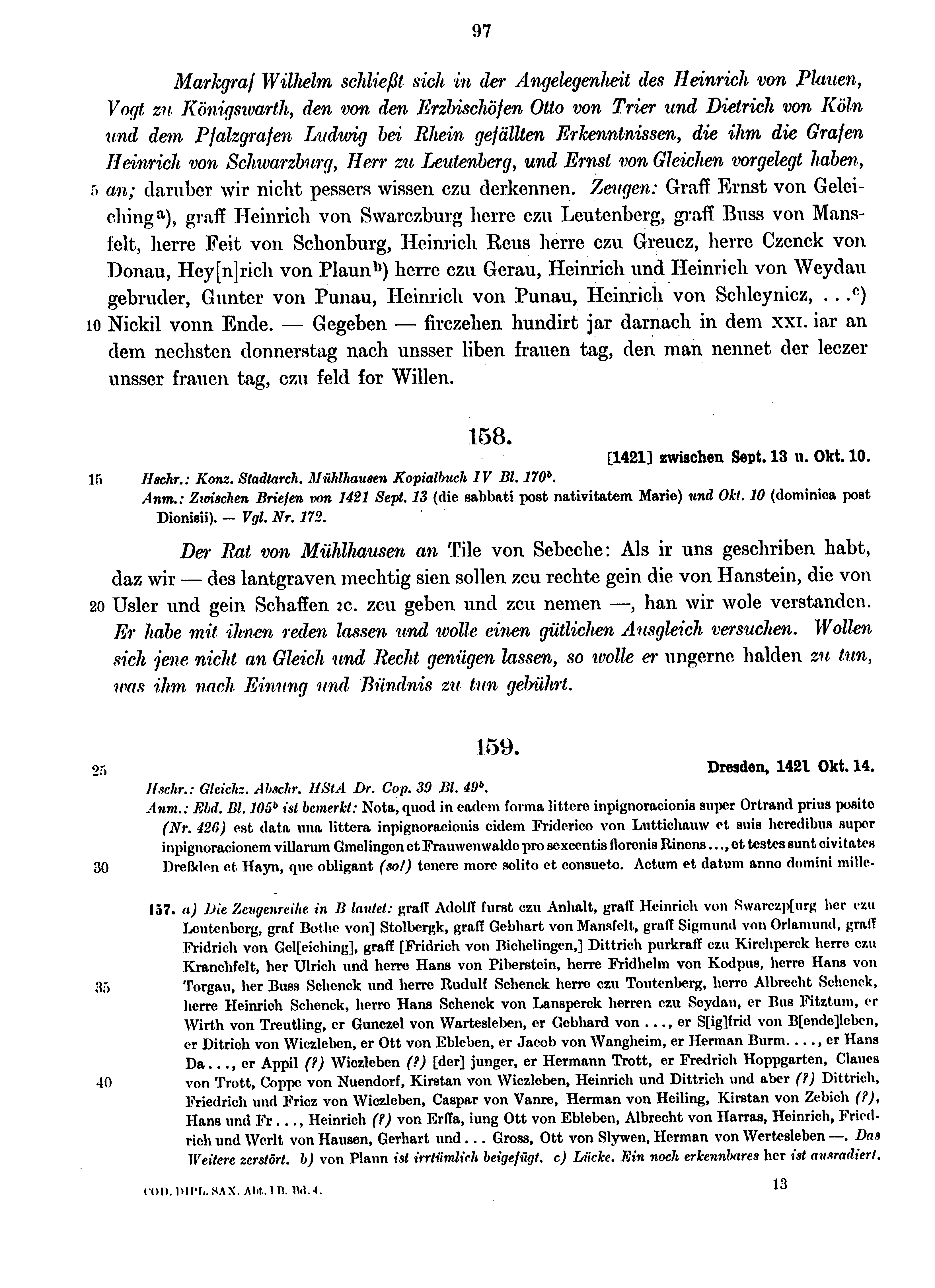 Historische Urkunde Seite 97 aus Band cds1b4