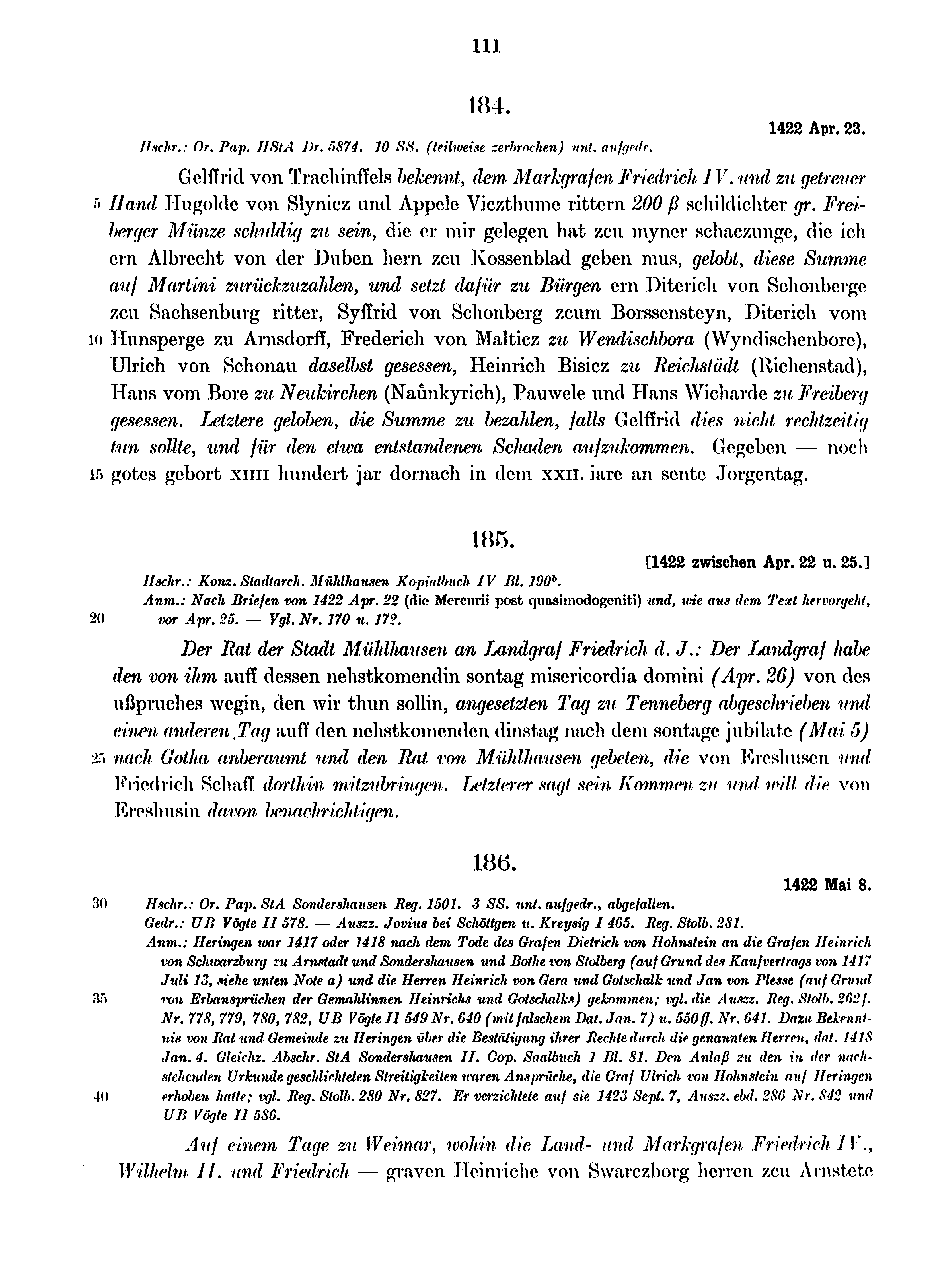 Historische Urkunde Seite 111 aus Band cds1b4