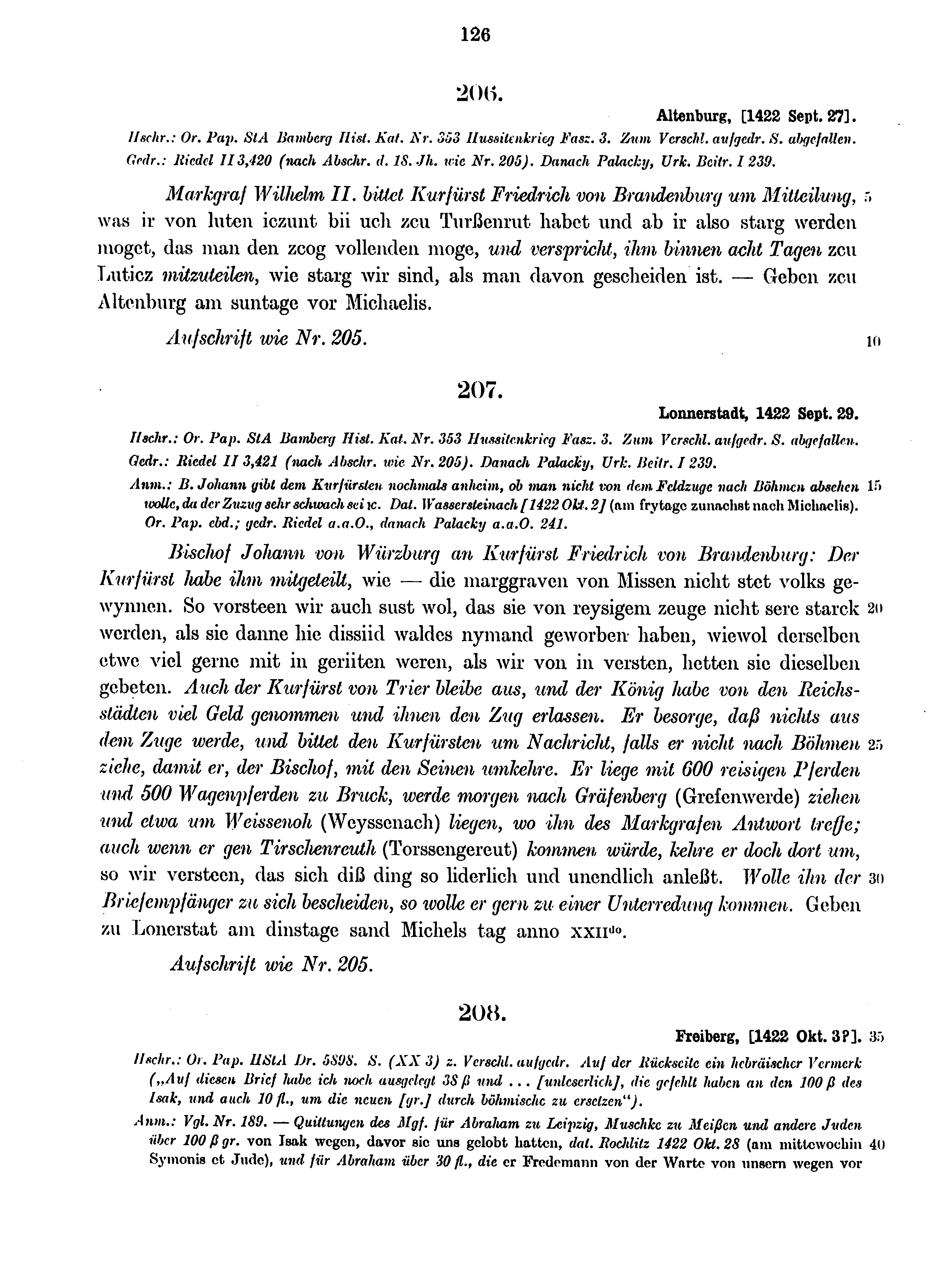 Historische Urkunde Seite 126 aus Band cds1b4