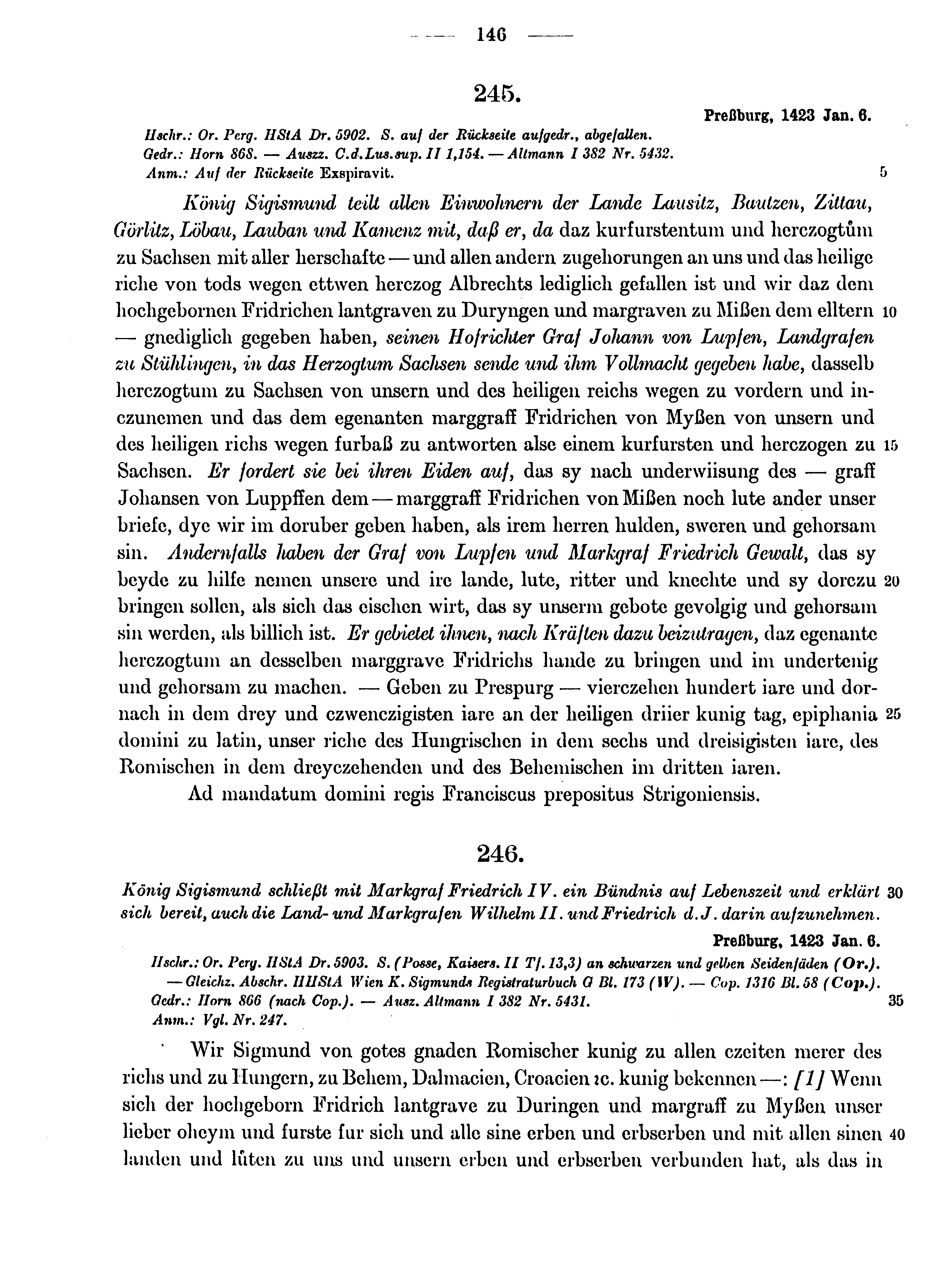 Historische Urkunde Seite 146 aus Band cds1b4