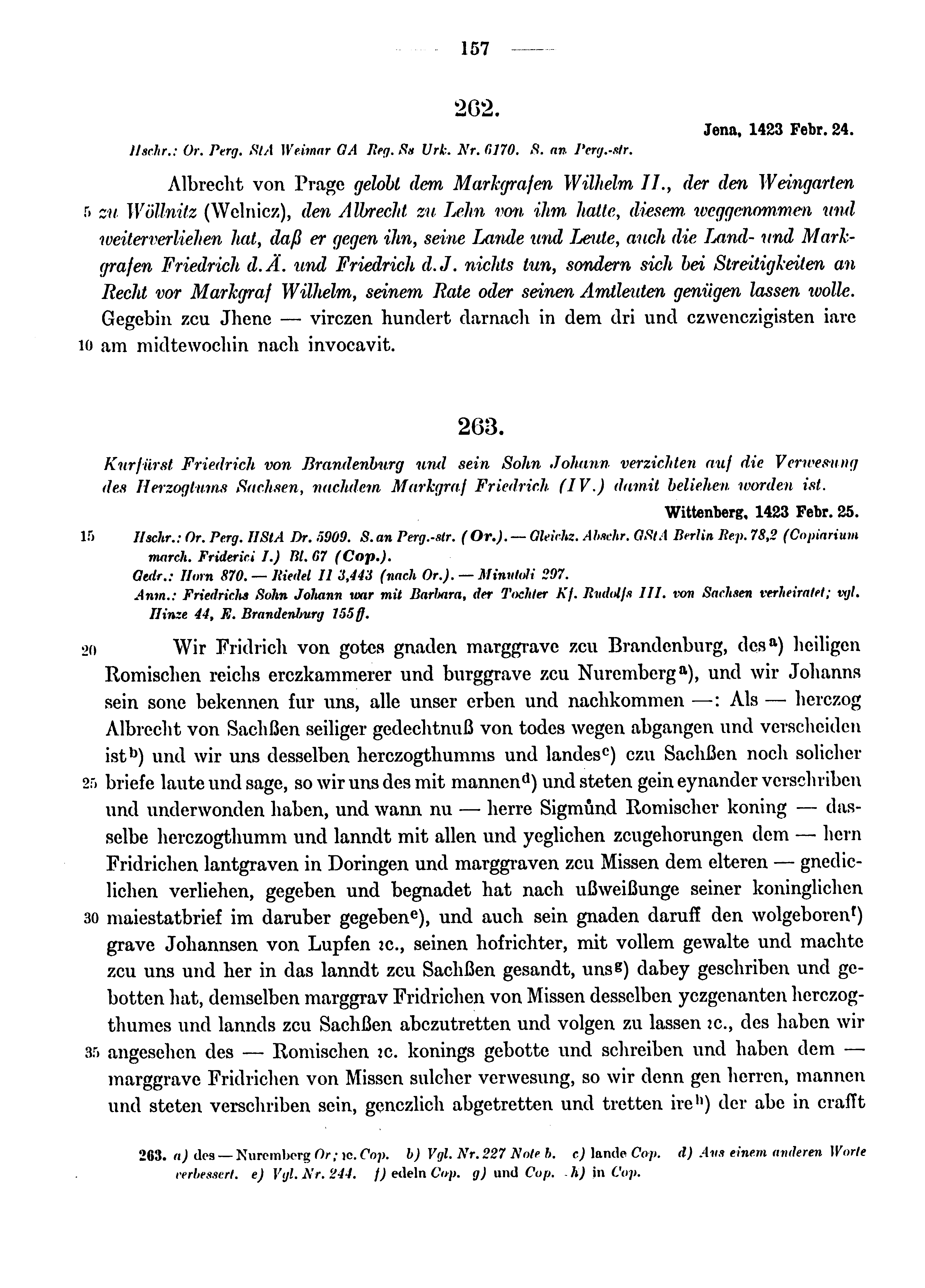 Historische Urkunde Seite 157 aus Band cds1b4