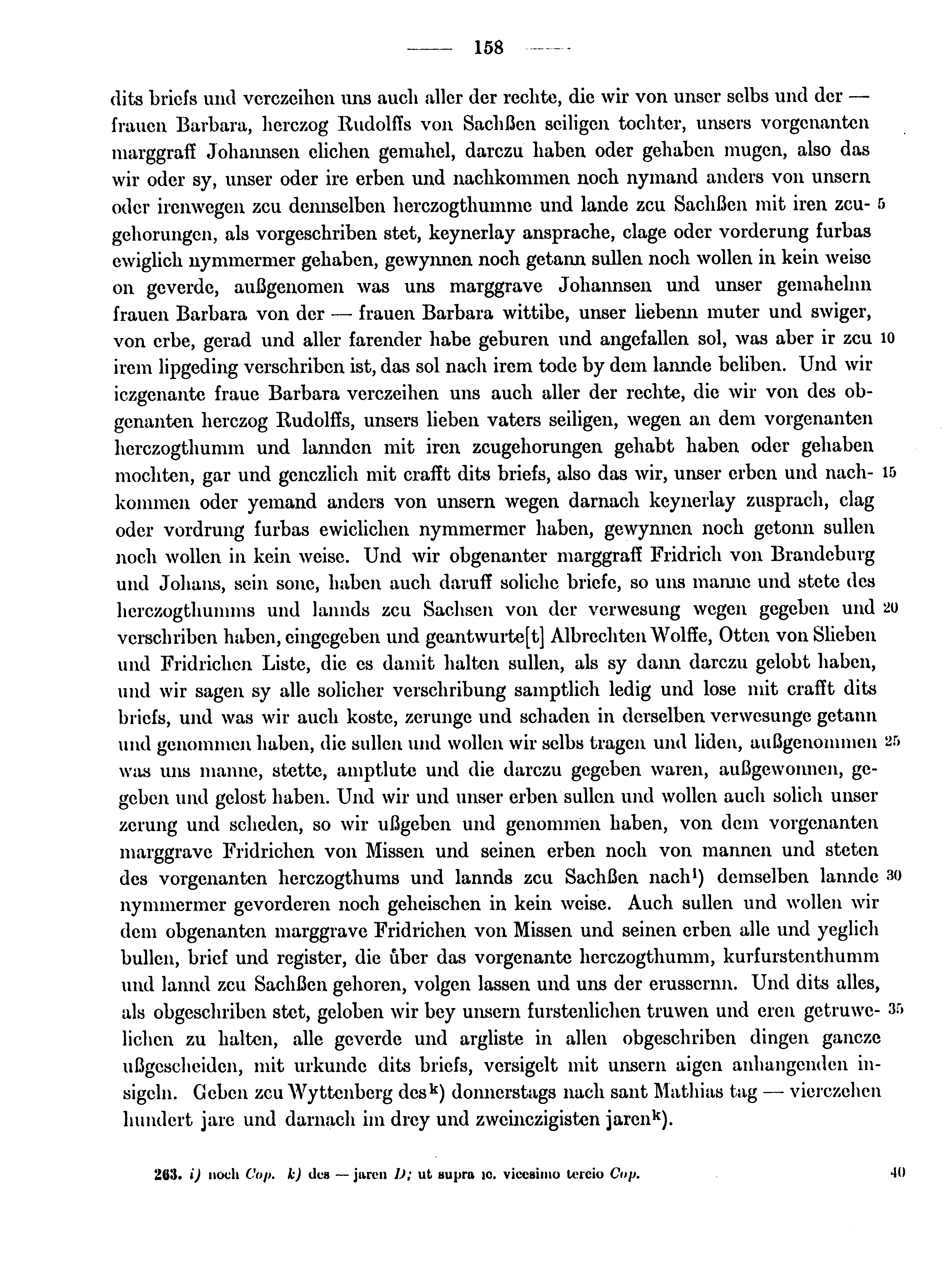 Historische Urkunde Seite 158 aus Band cds1b4