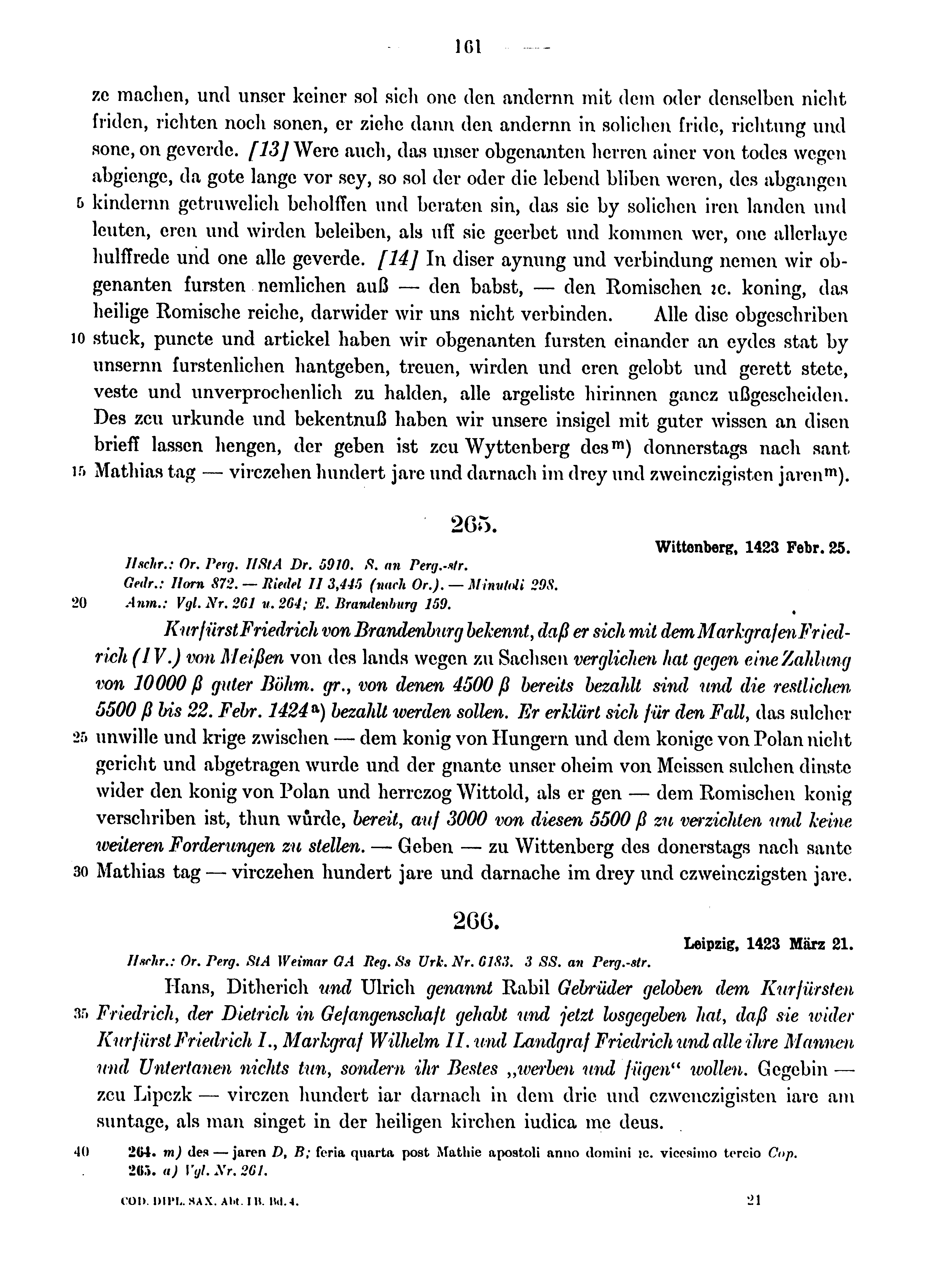 Historische Urkunde Seite 161 aus Band cds1b4