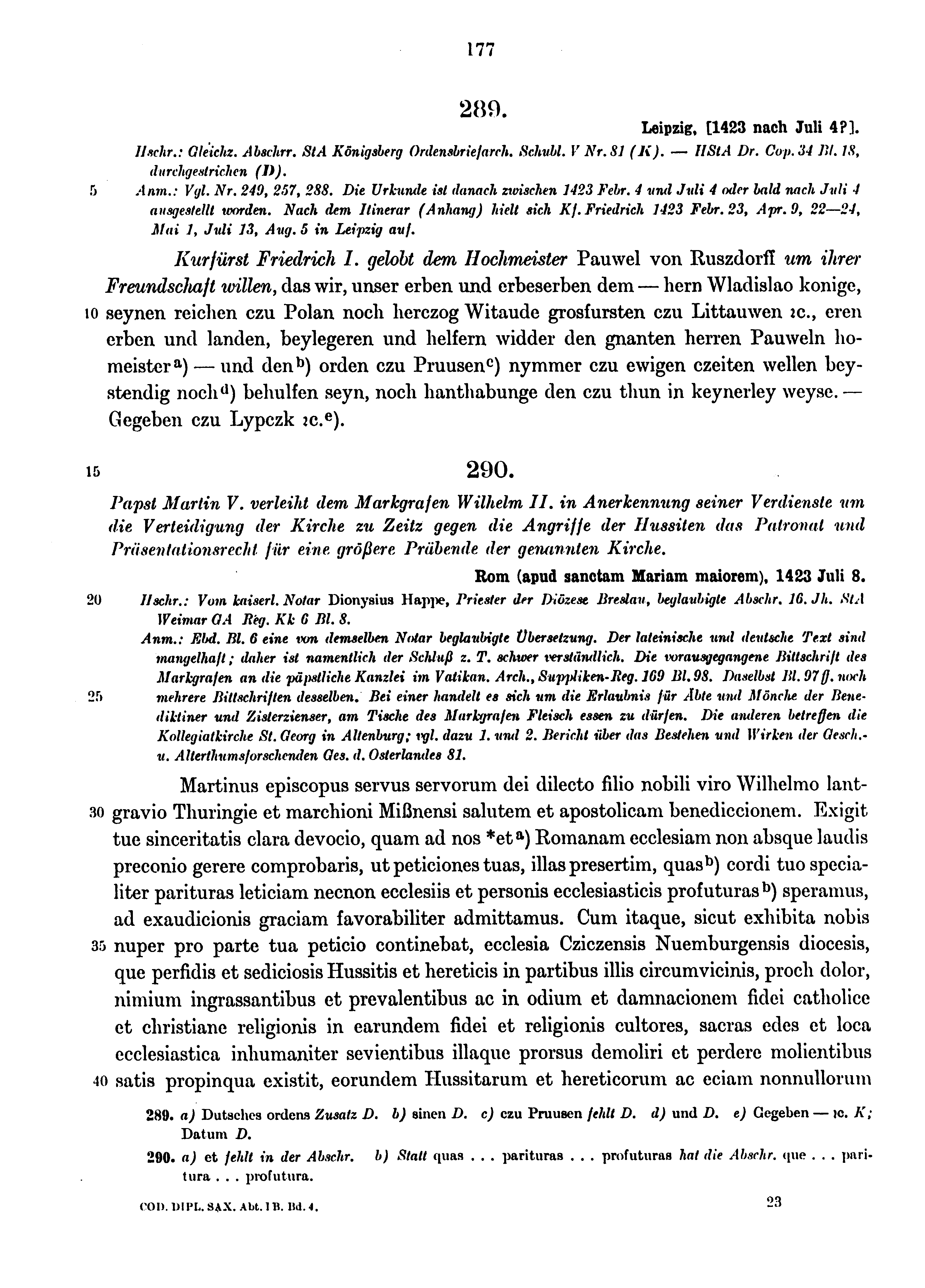 Historische Urkunde Seite 177 aus Band cds1b4