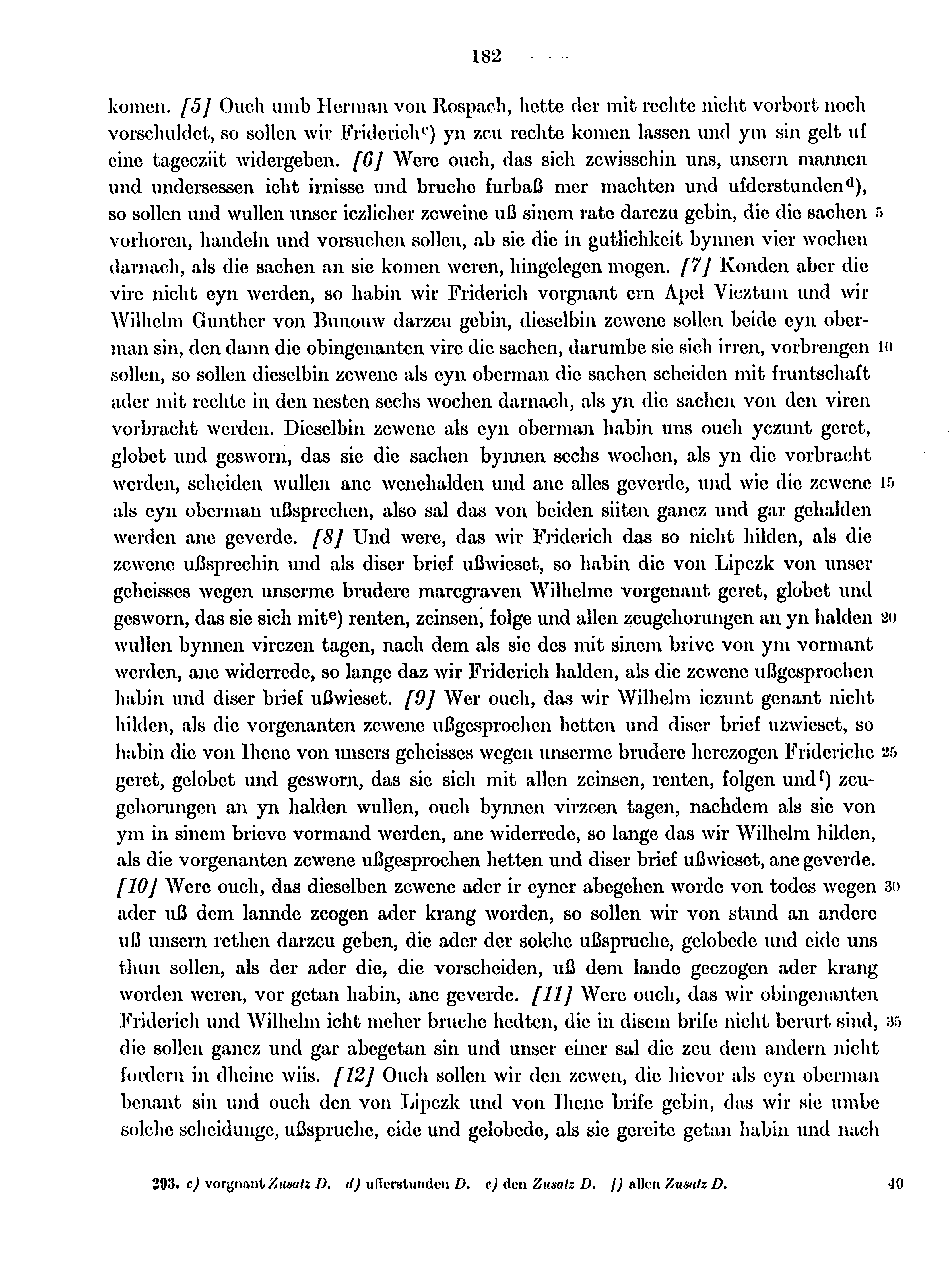 Historische Urkunde Seite 182 aus Band cds1b4