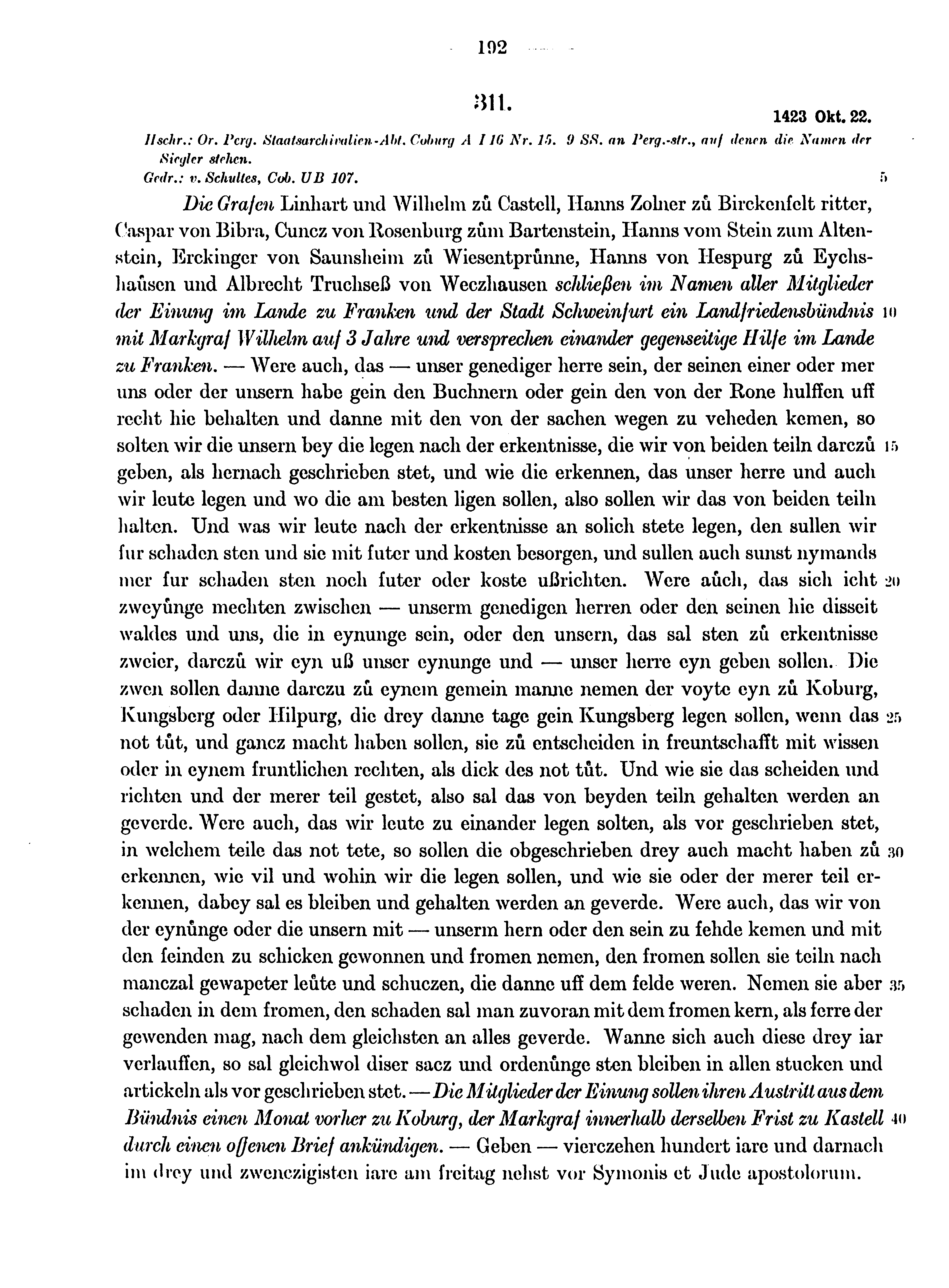 Historische Urkunde Seite 192 aus Band cds1b4