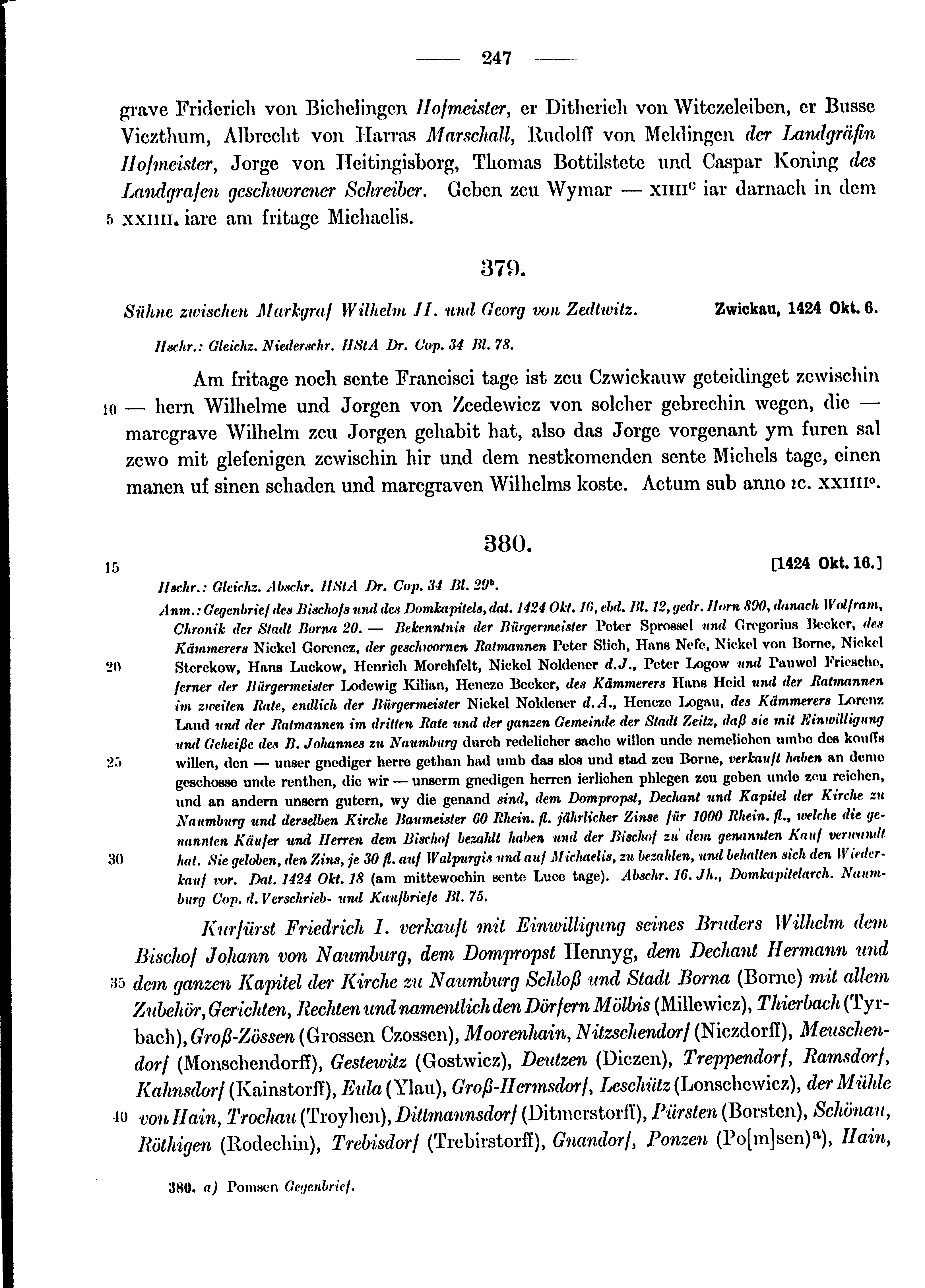 Historische Urkunde Seite 247 aus Band cds1b4