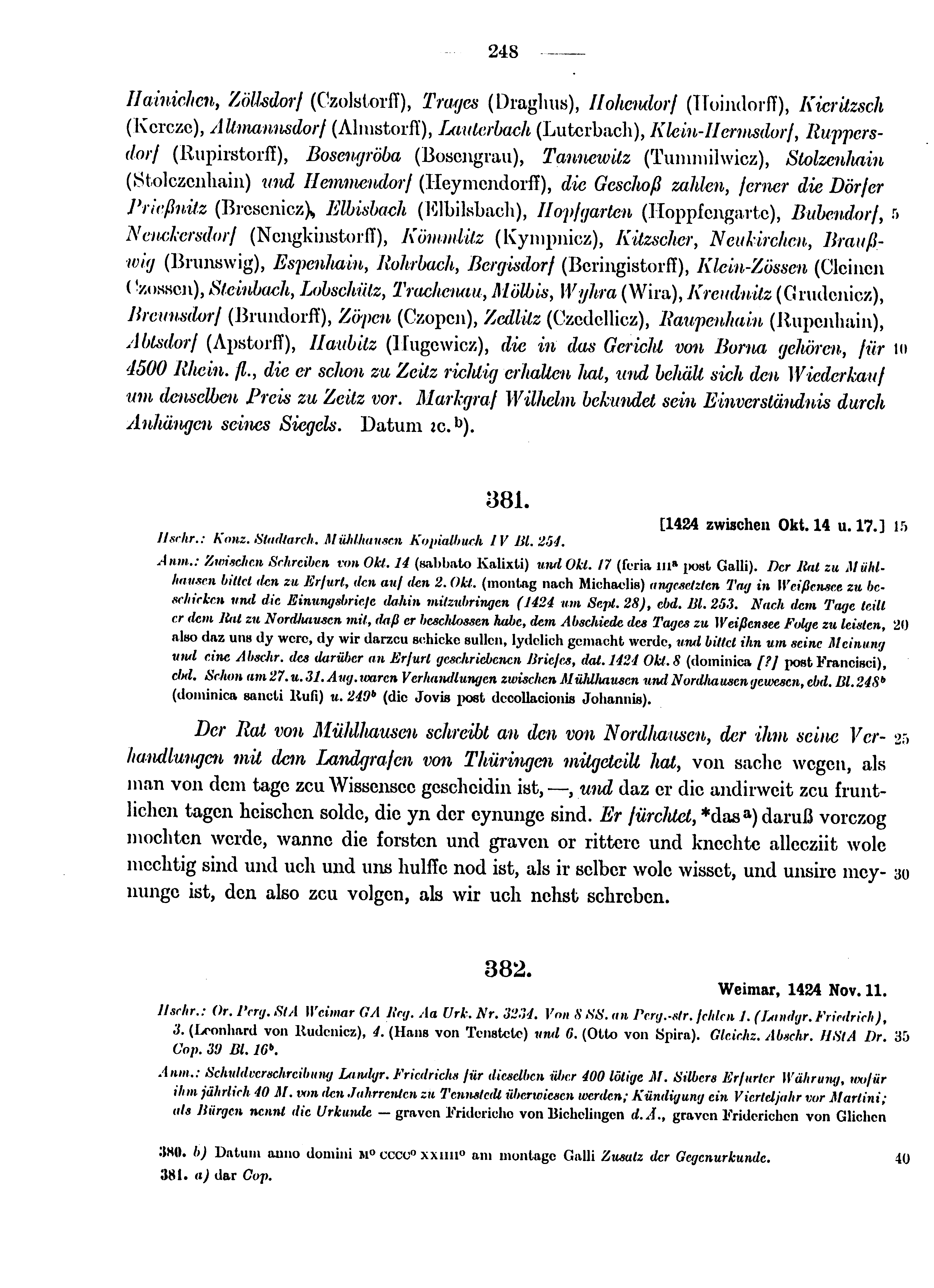 Historische Urkunde Seite 248 aus Band cds1b4