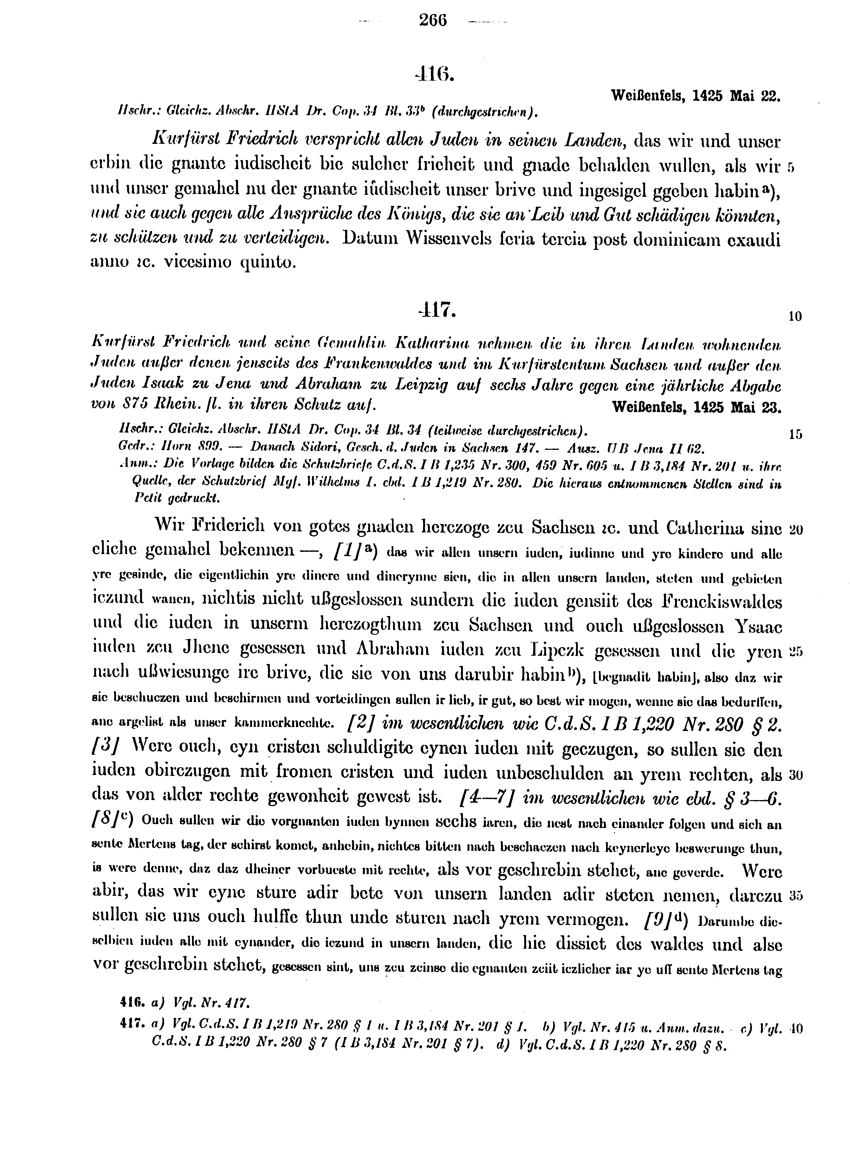 Historische Urkunde Seite 266 aus Band cds1b4