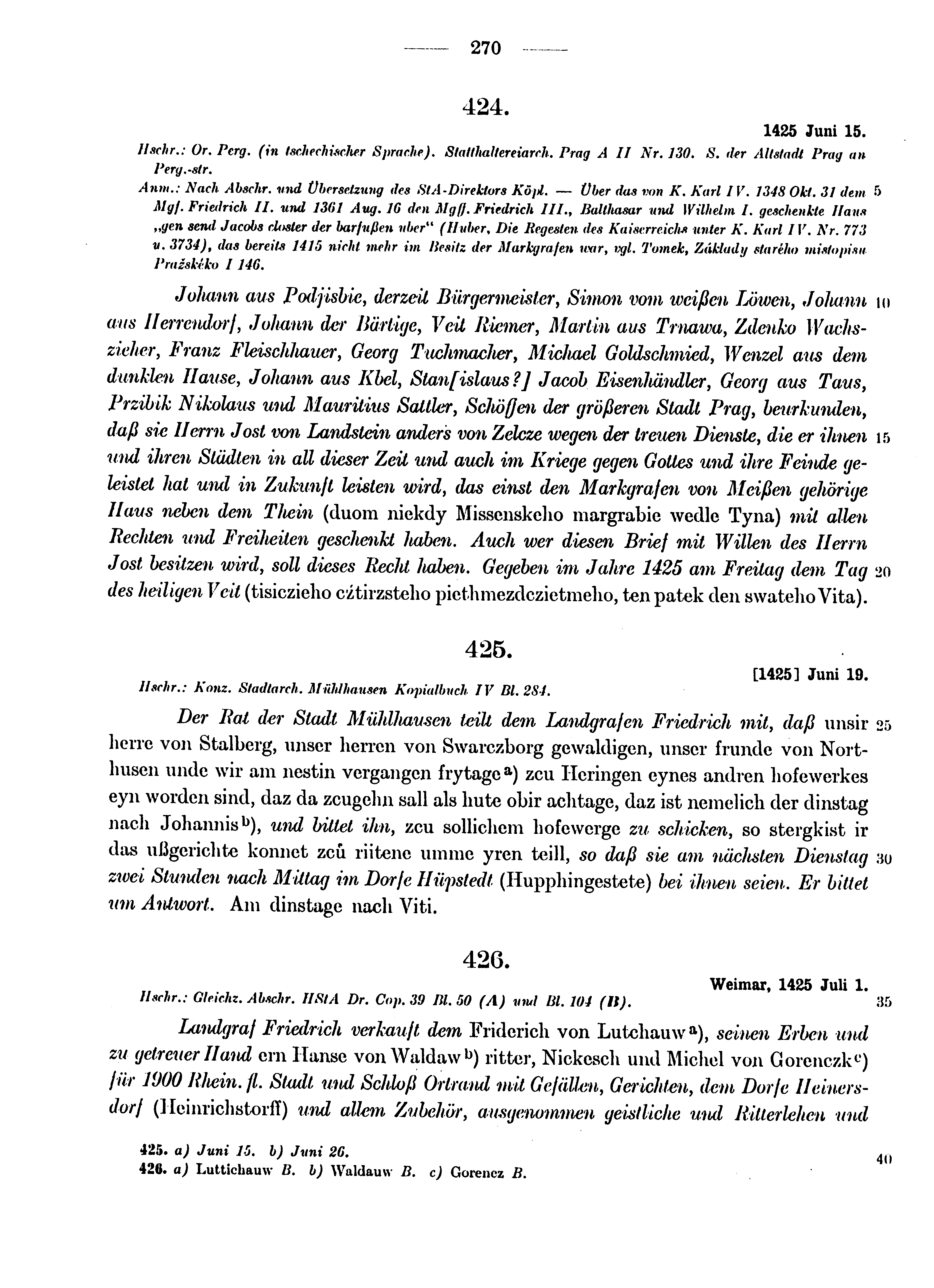 Historische Urkunde Seite 270 aus Band cds1b4