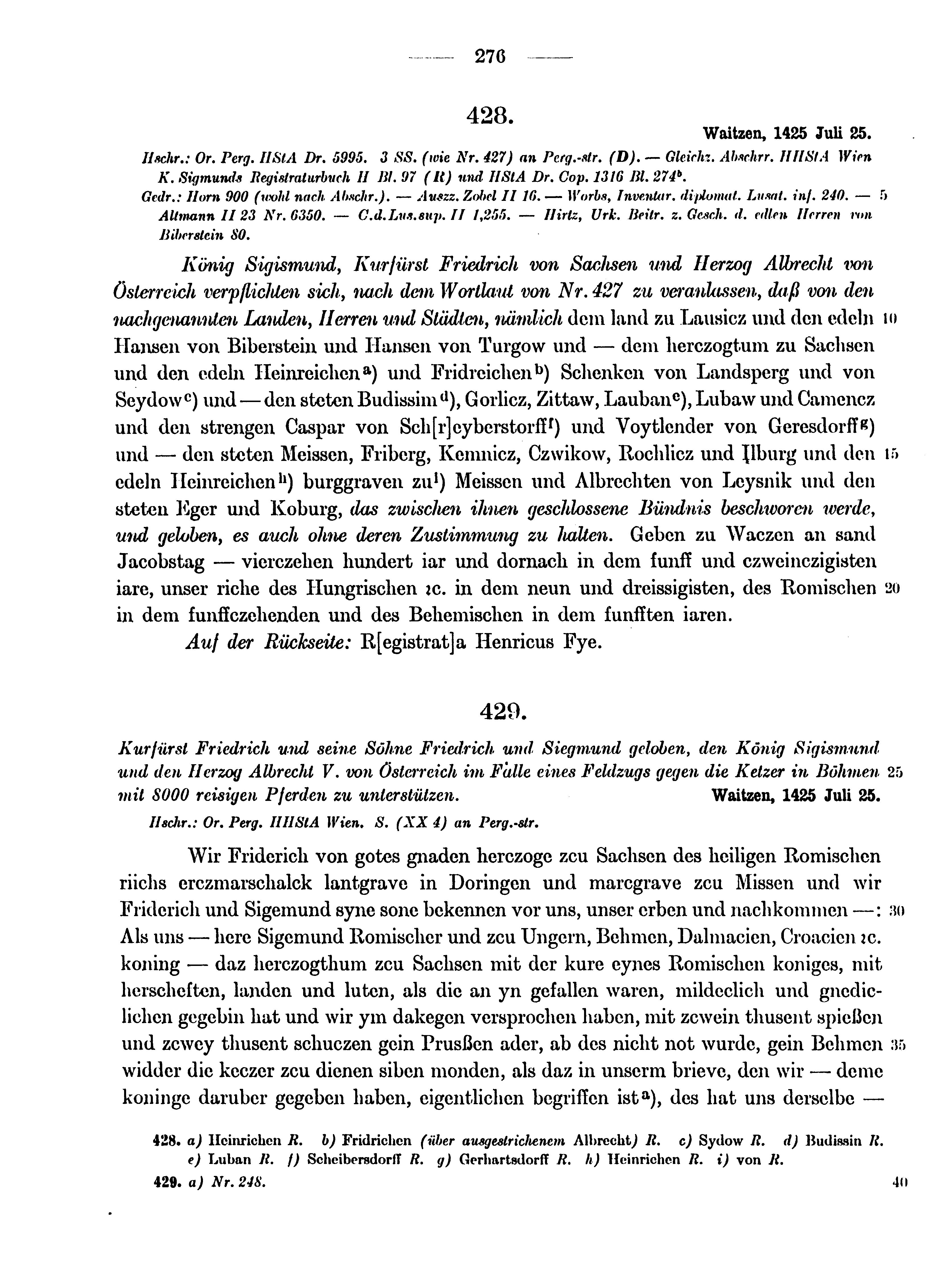 Historische Urkunde Seite 276 aus Band cds1b4