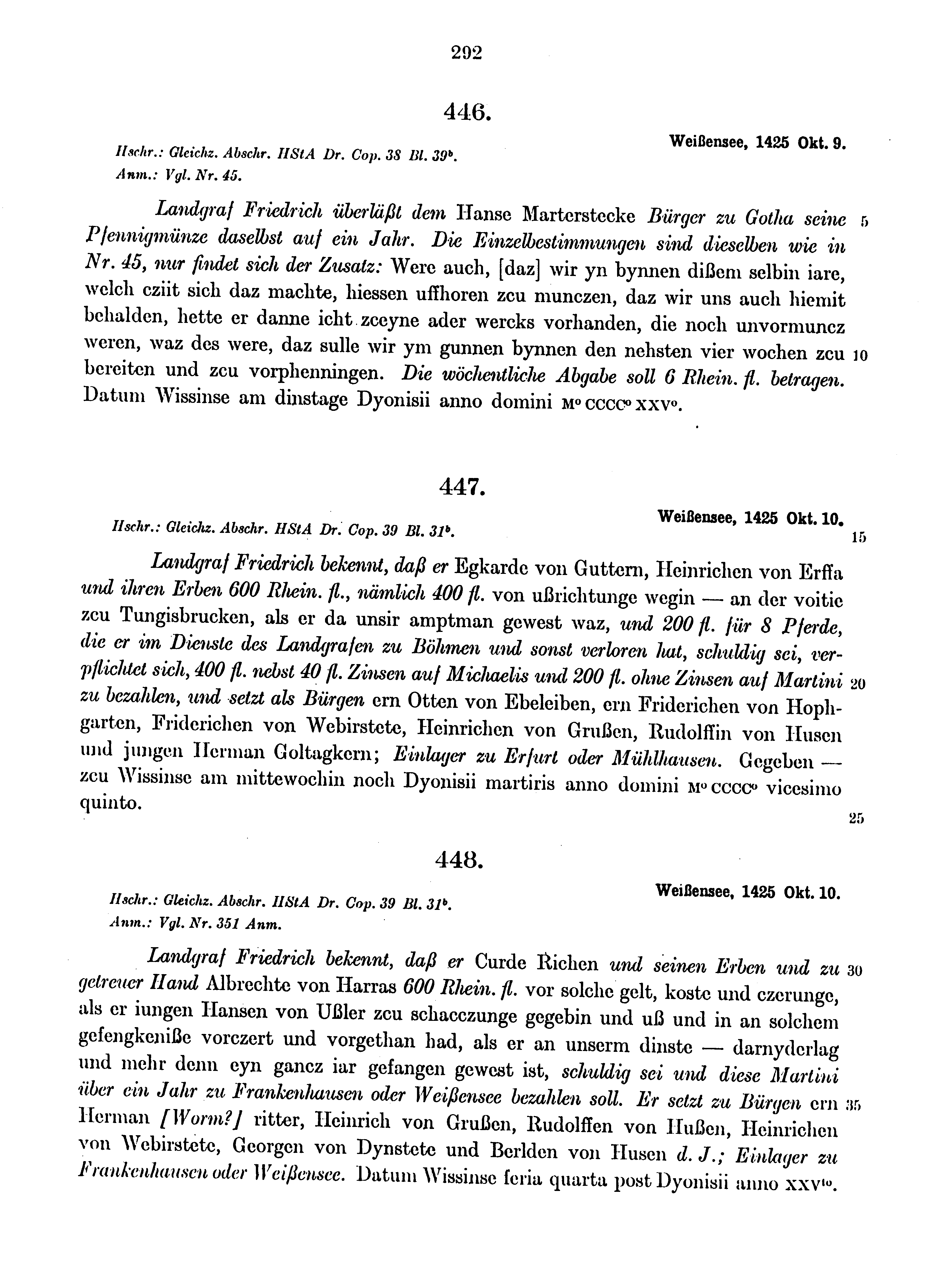 Historische Urkunde Seite 292 aus Band cds1b4