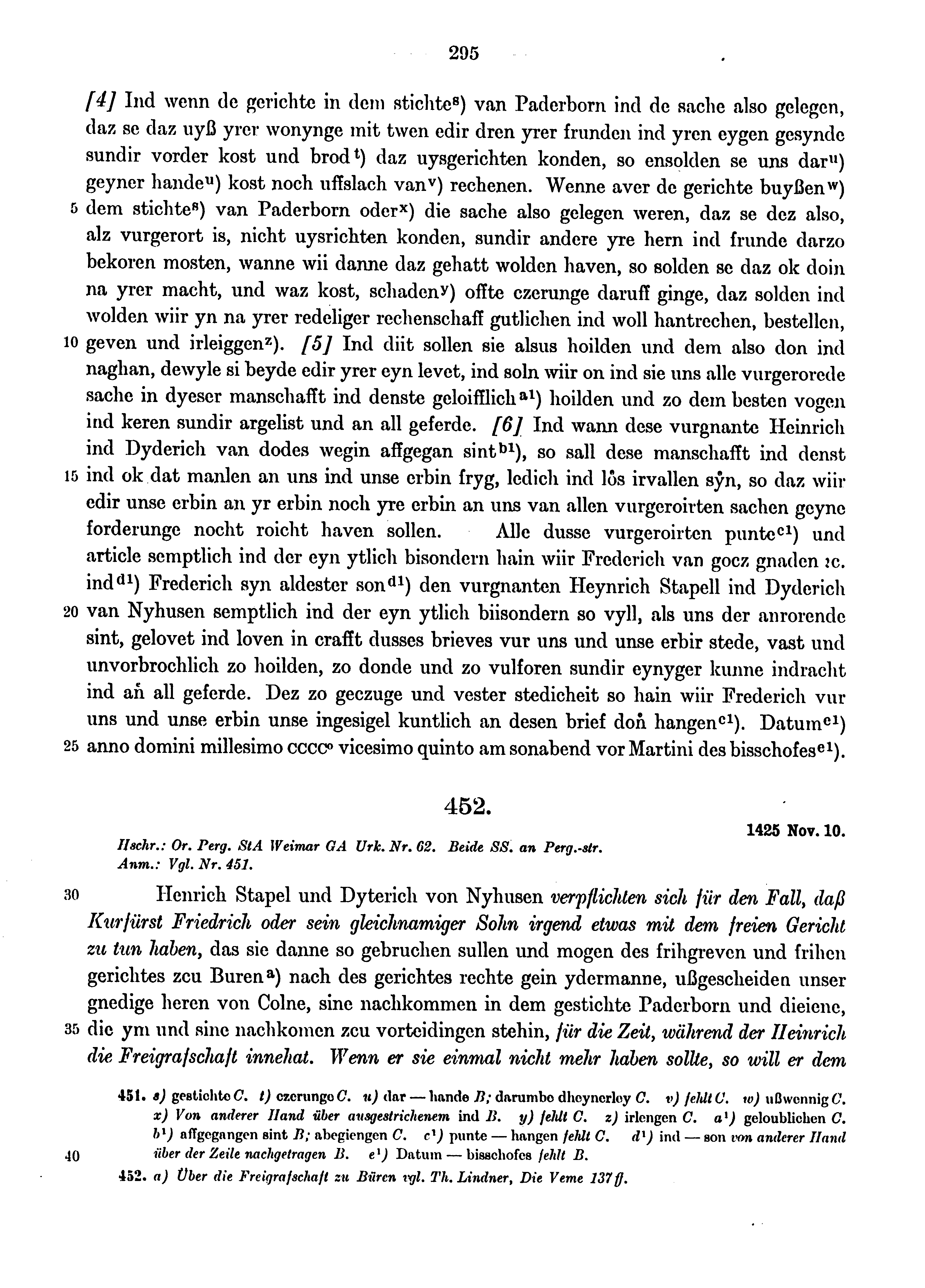 Historische Urkunde Seite 295 aus Band cds1b4