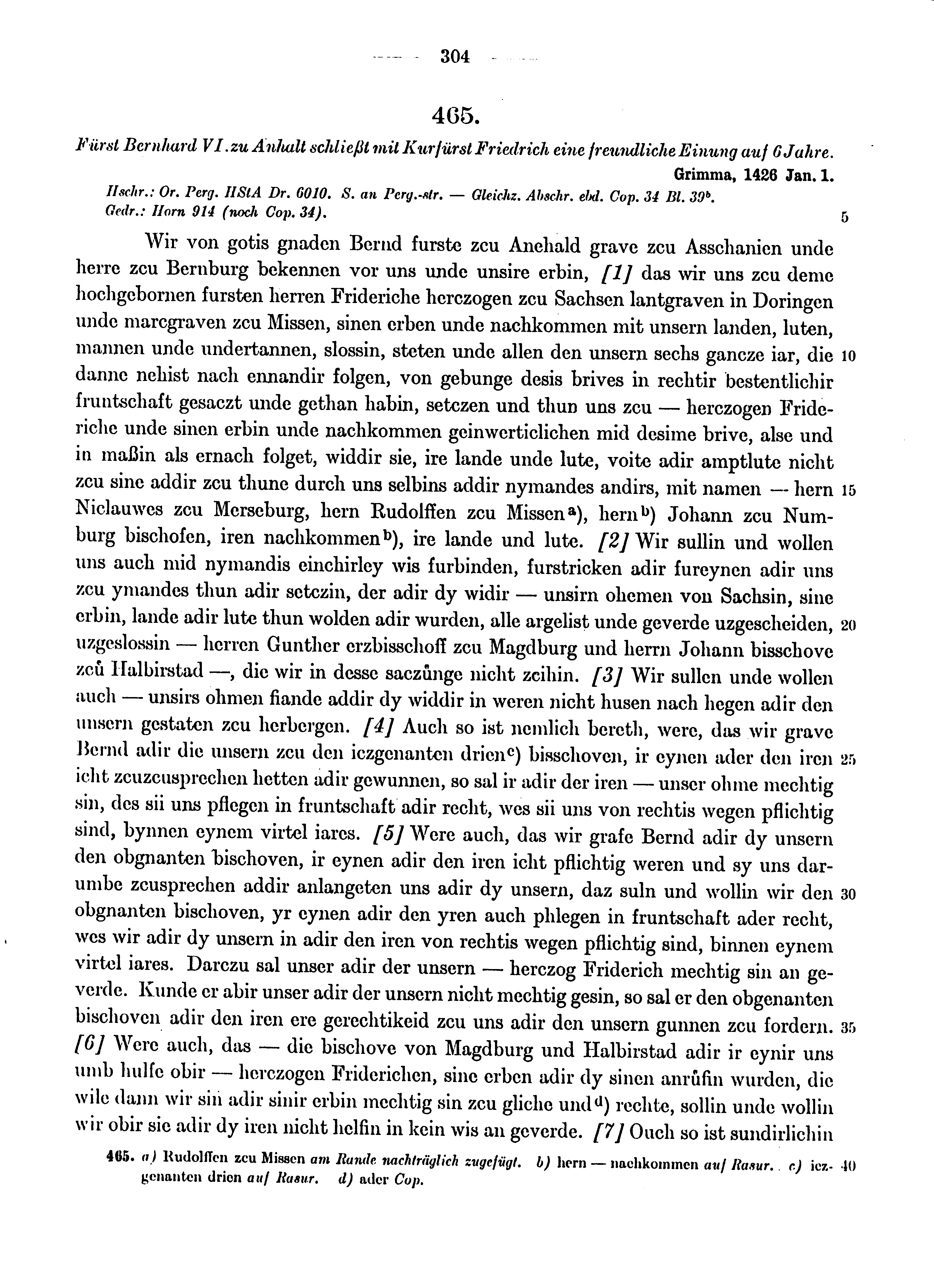 Historische Urkunde Seite 304 aus Band cds1b4