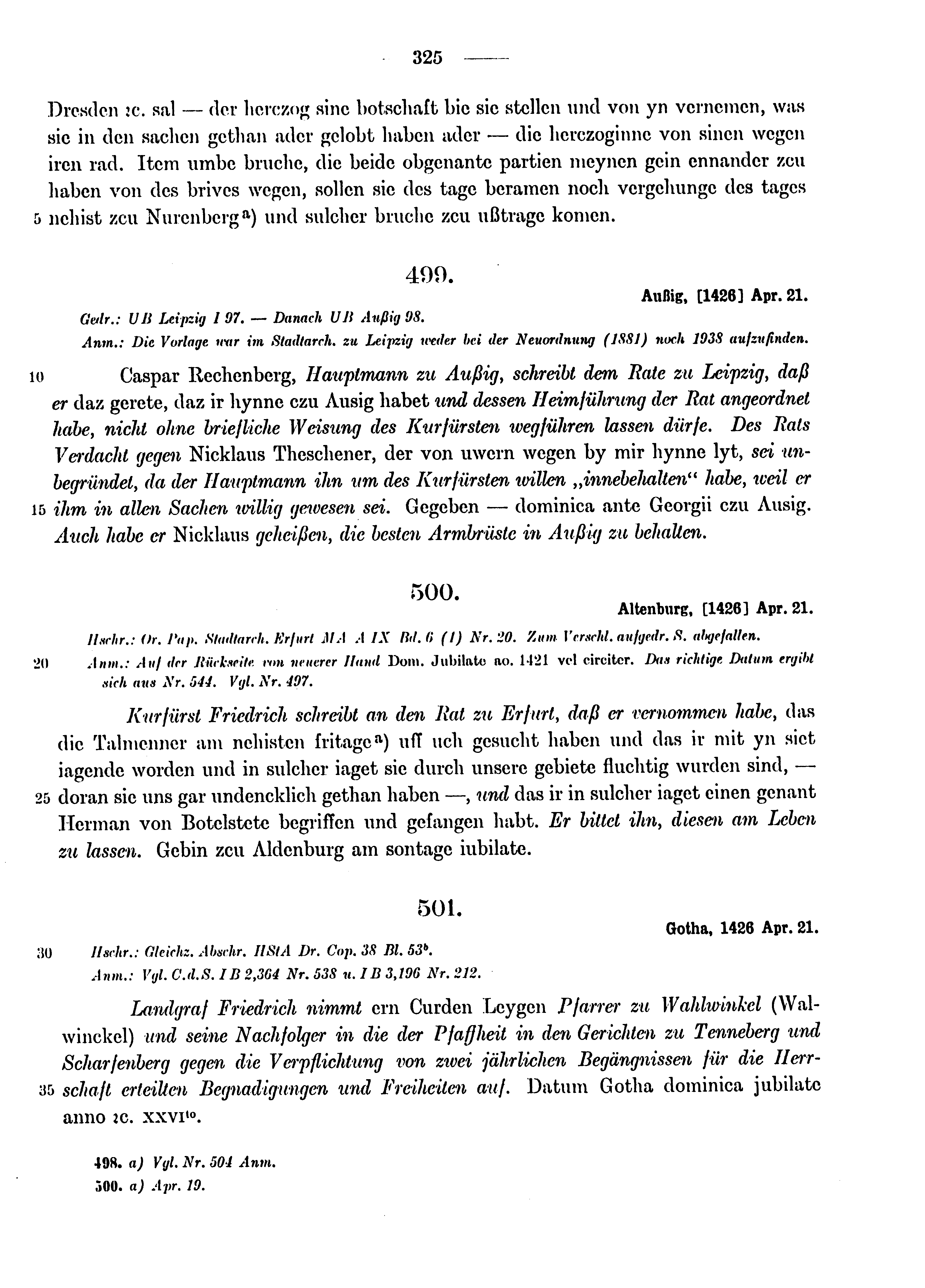 Historische Urkunde Seite 325 aus Band cds1b4