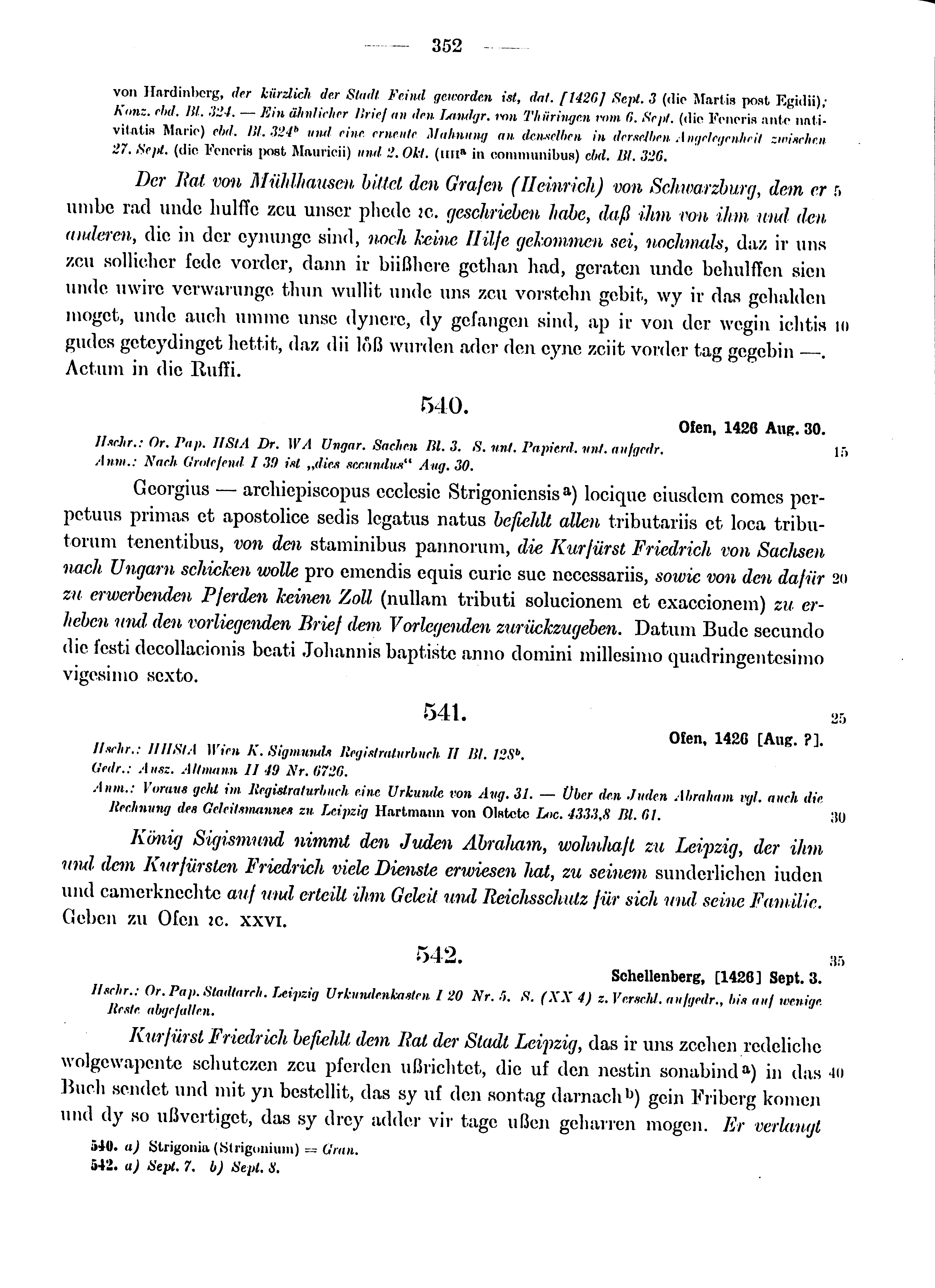 Historische Urkunde Seite 352 aus Band cds1b4