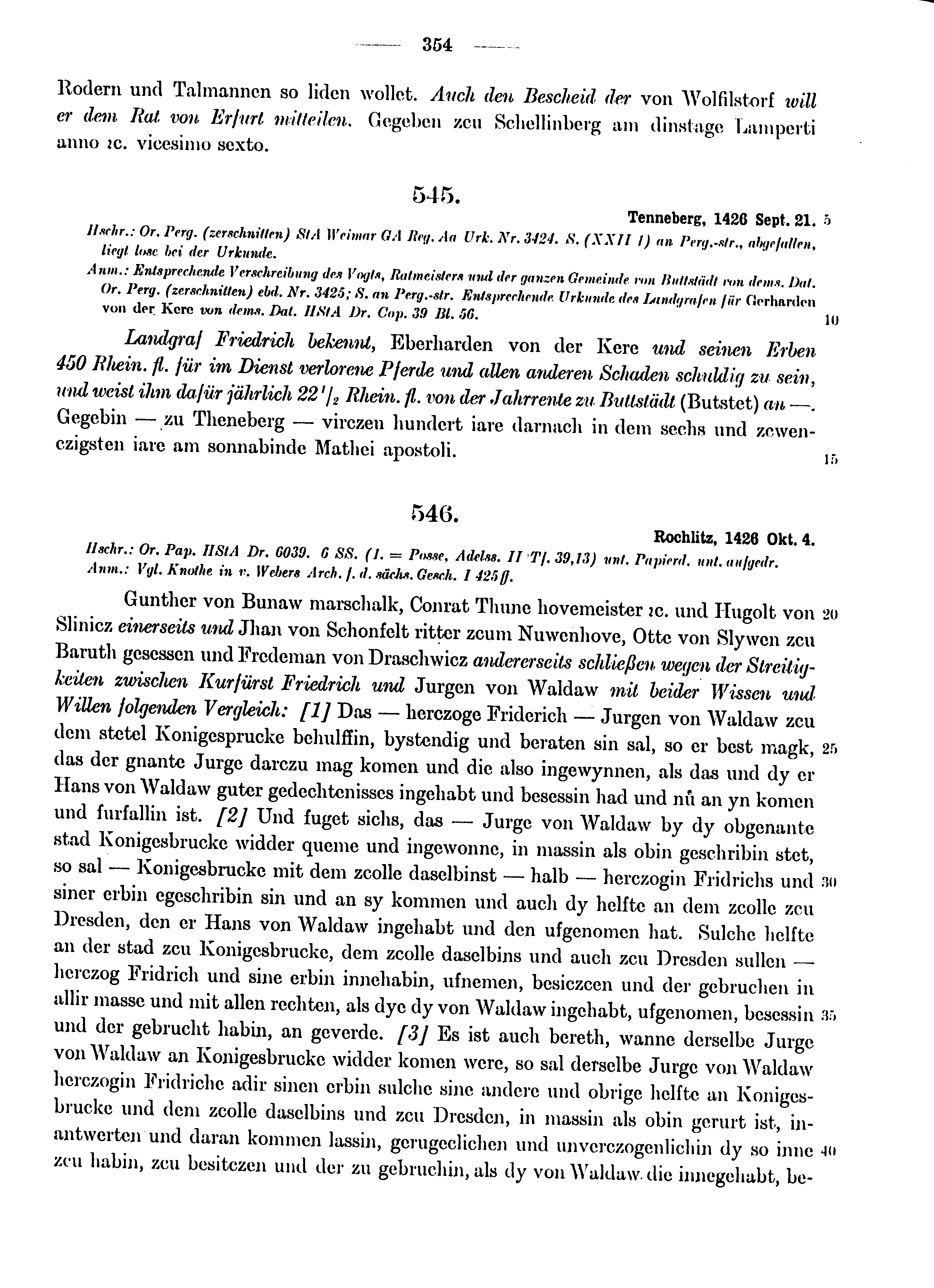 Historische Urkunde Seite 354 aus Band cds1b4